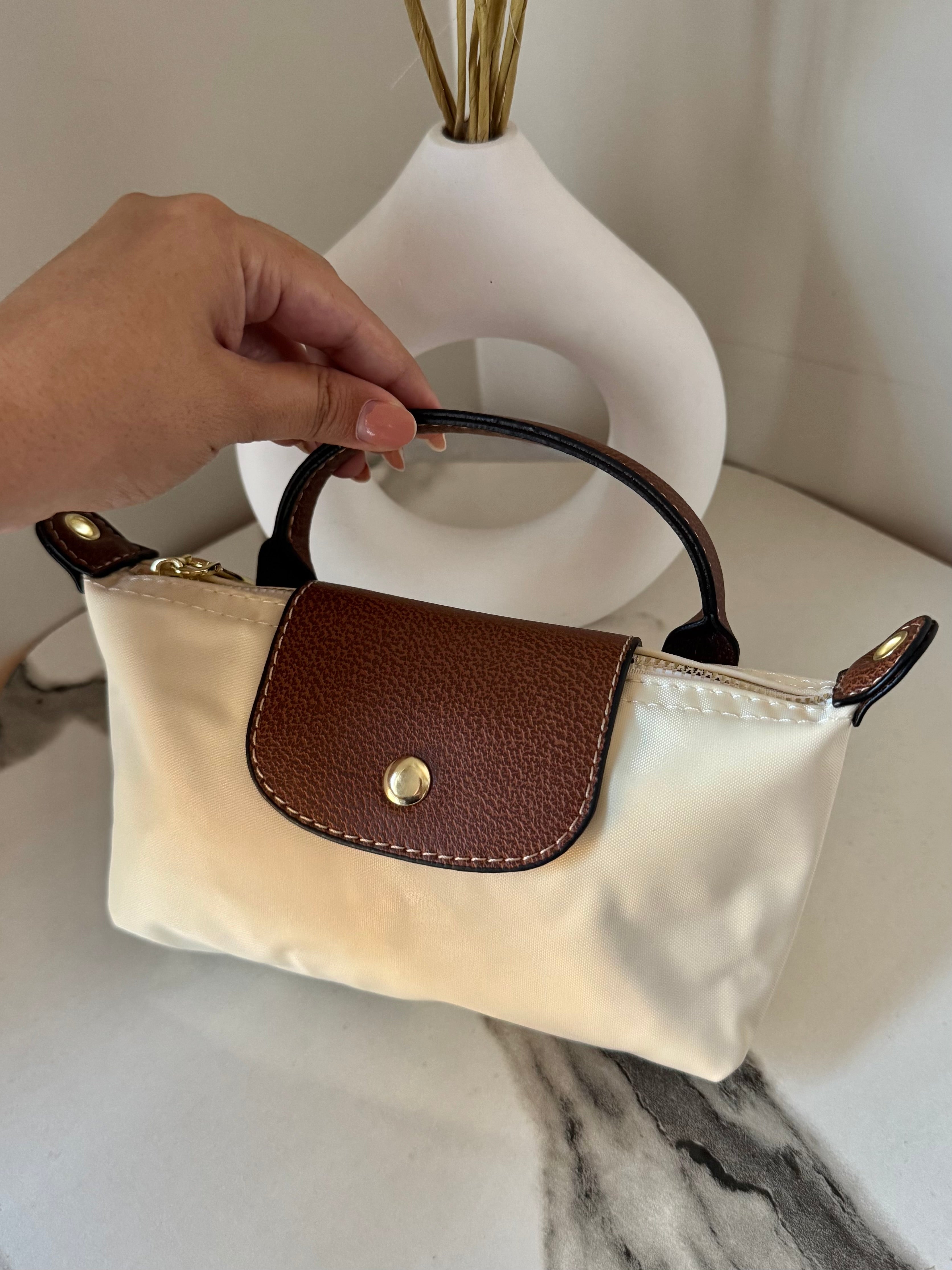 Longchamp Crossbody Bag with Strap - Small Off White (NO LOGO)