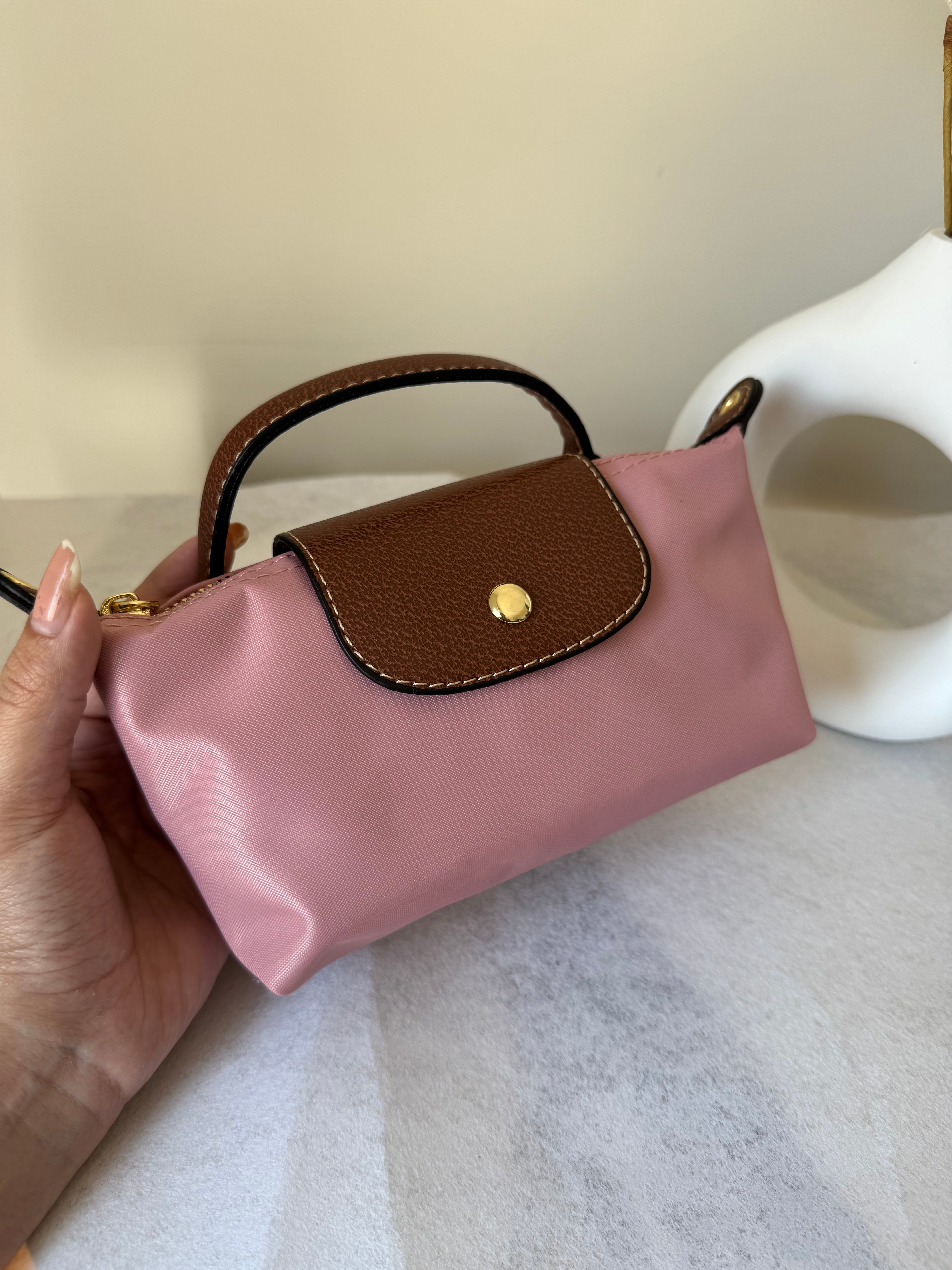 Longchamp Crossbody Bag with Strap - Small Marshmallow Pink (NO LOGO)