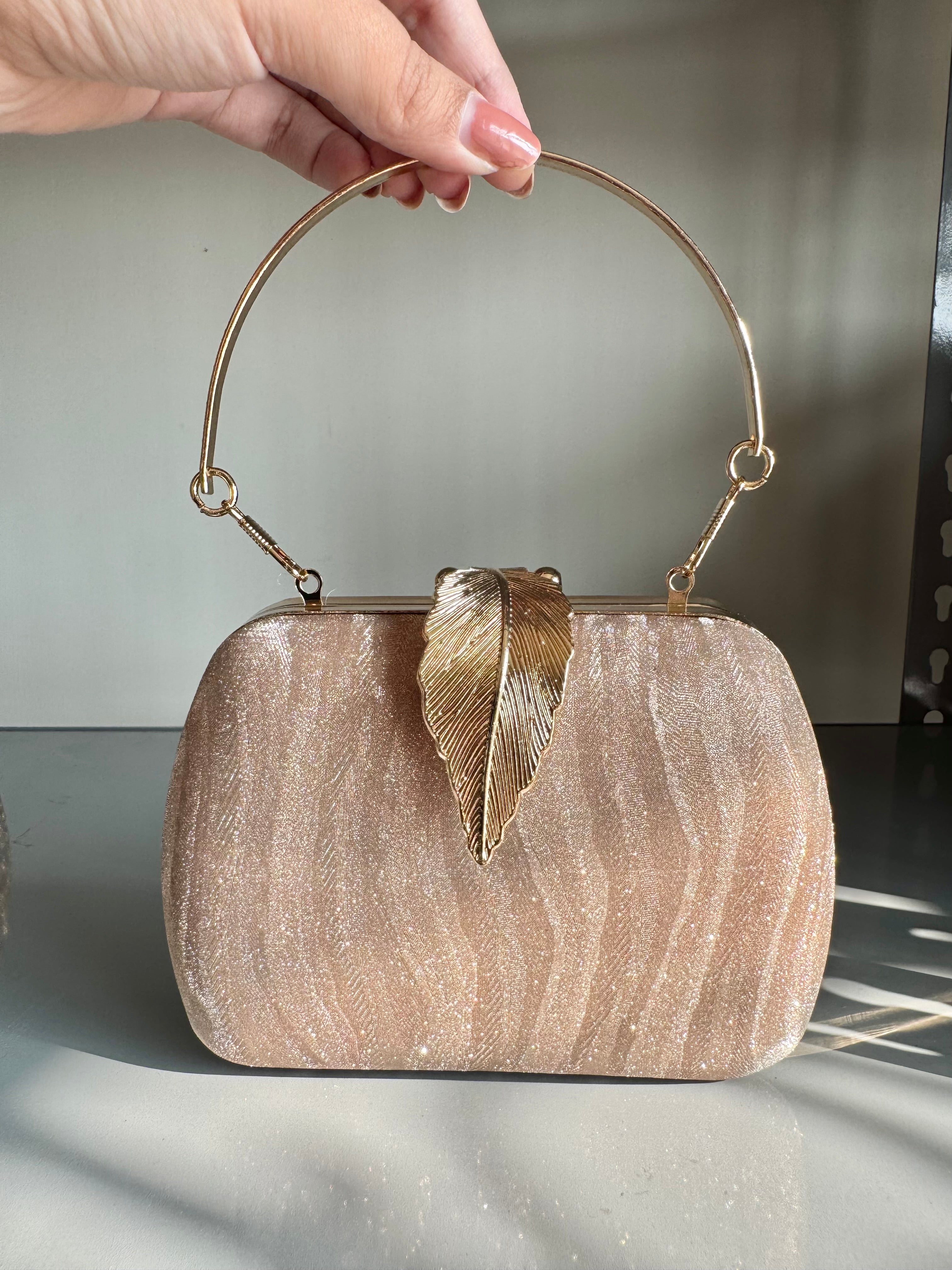 Crystal Charm Clutch - Rose Gold