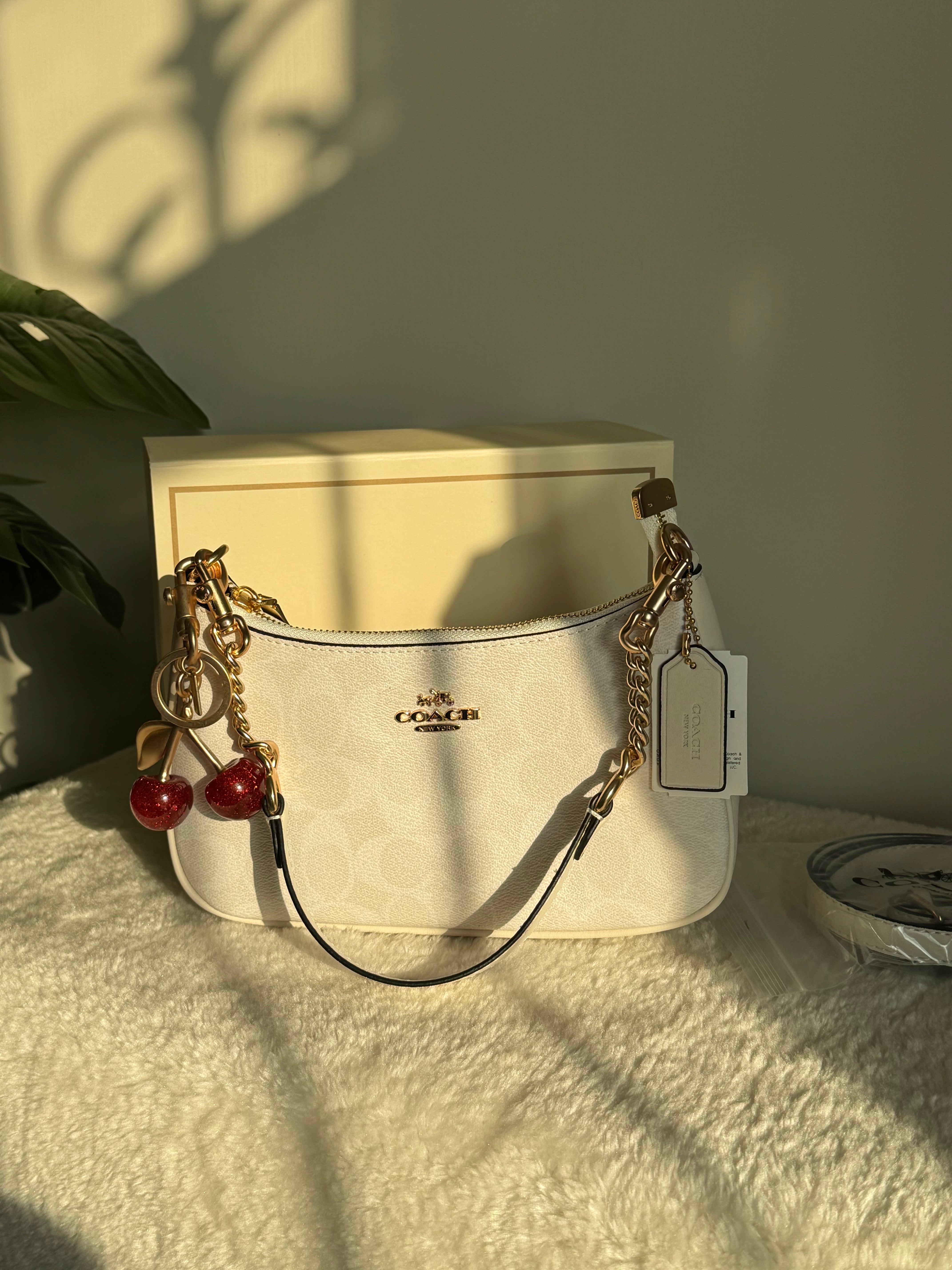 COACH TERI PREMIUM with Coach Cherry Charm (White) - BOX PACKING