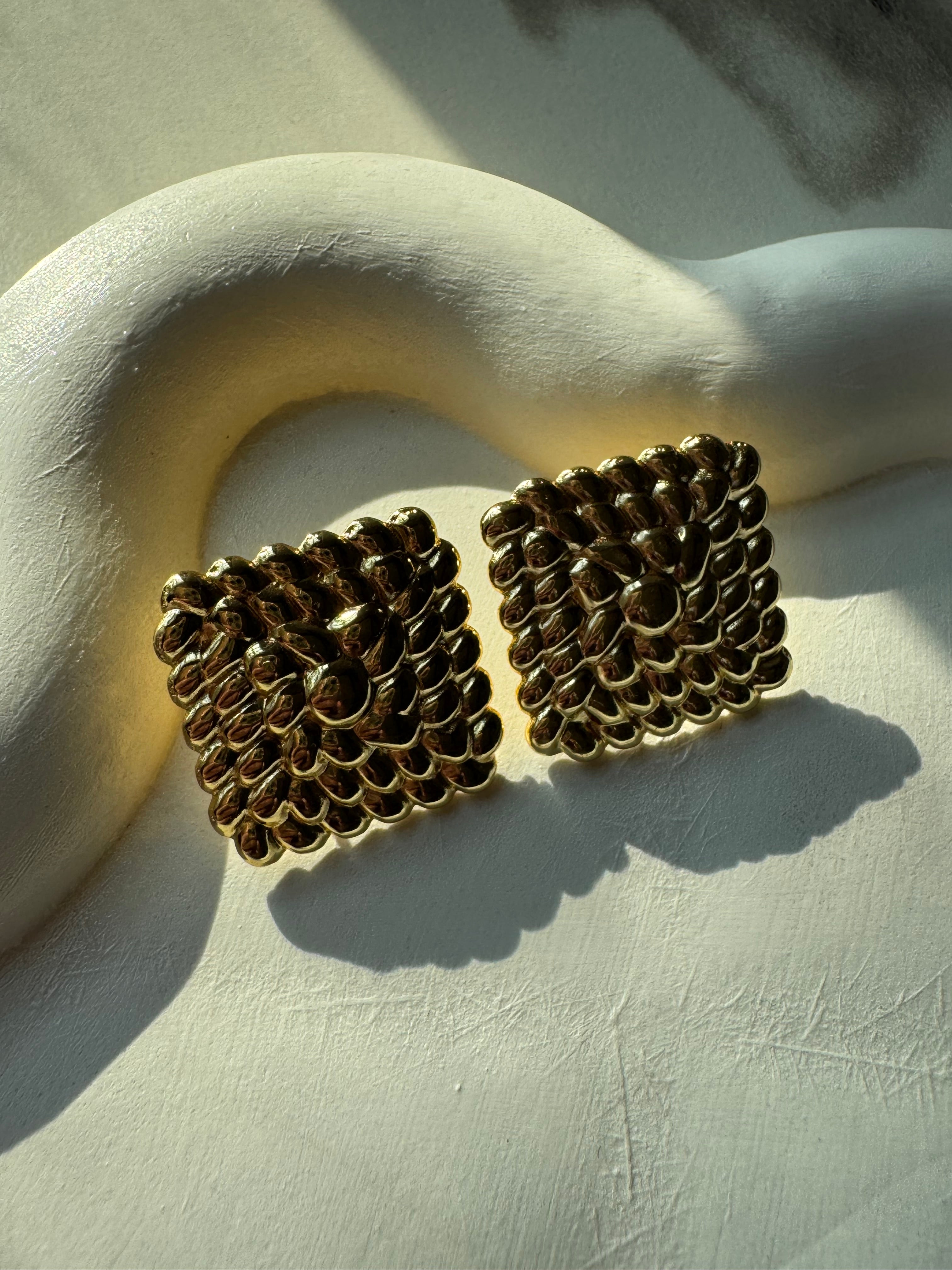 Shimmer Square Earrings - 18K Gold Plated