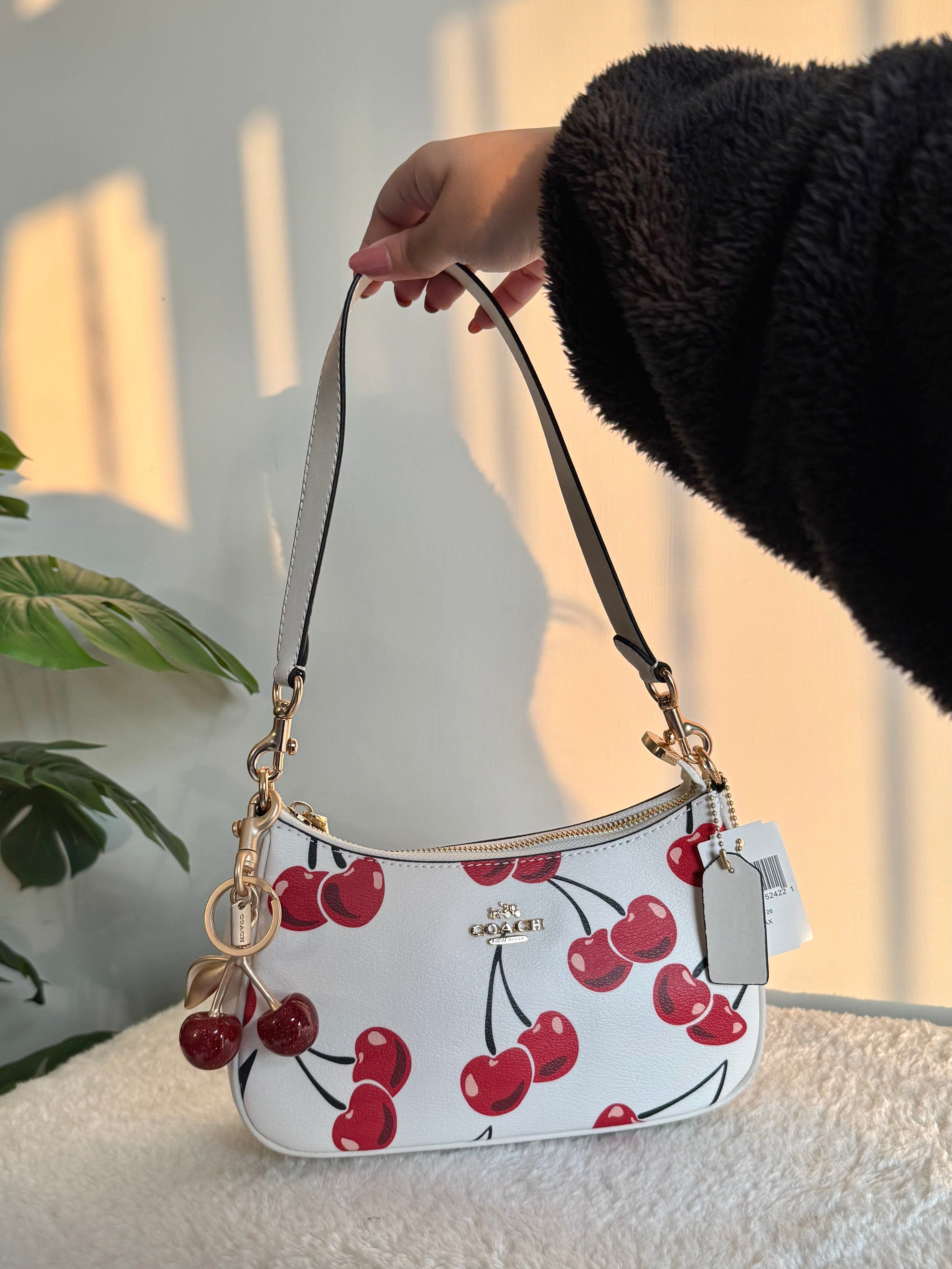 COACH TERI PREMIUM with Coach Cherry Charm (Cherry White) - BOX PACKING