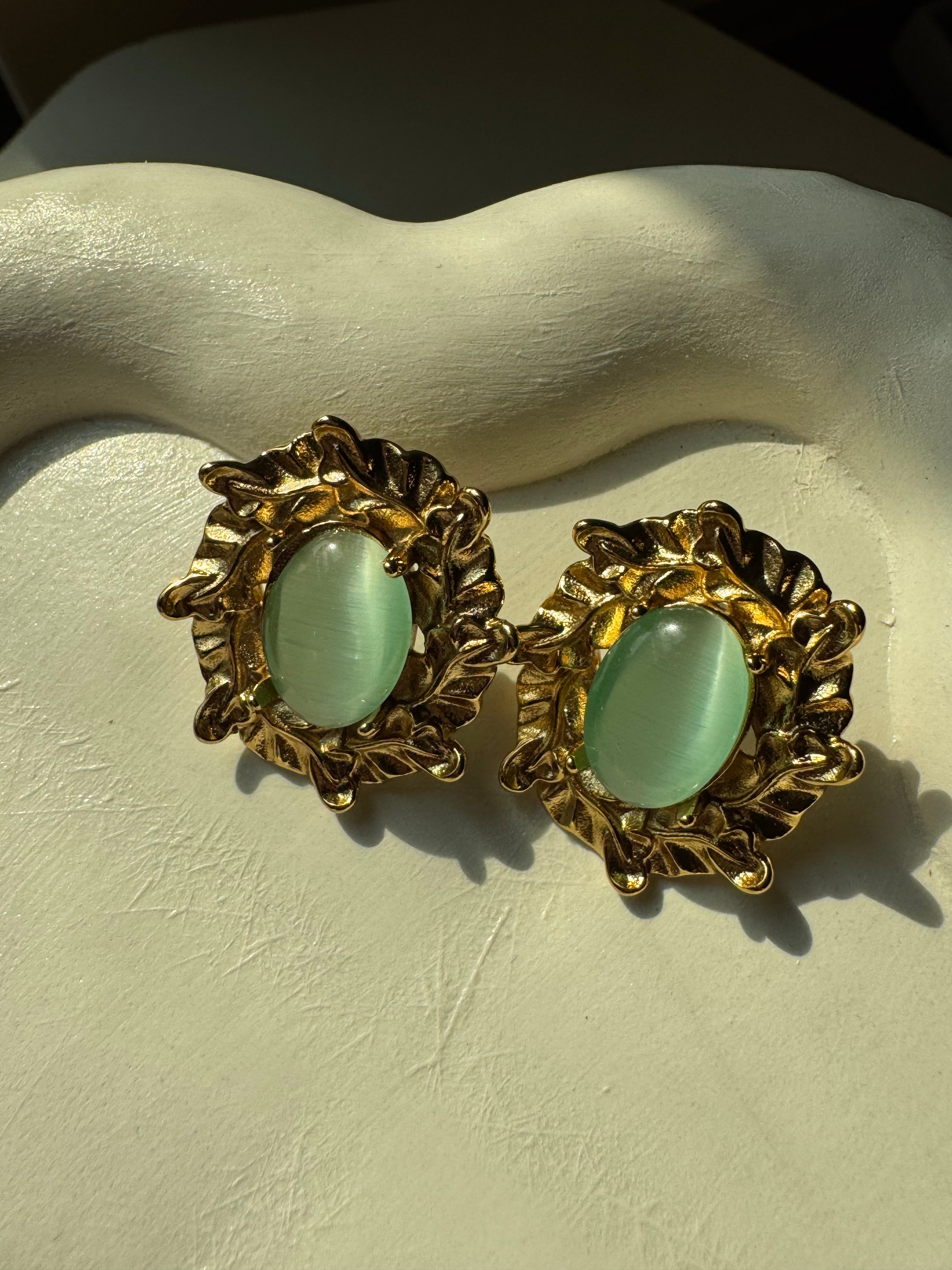 Seagreen Gold Studs