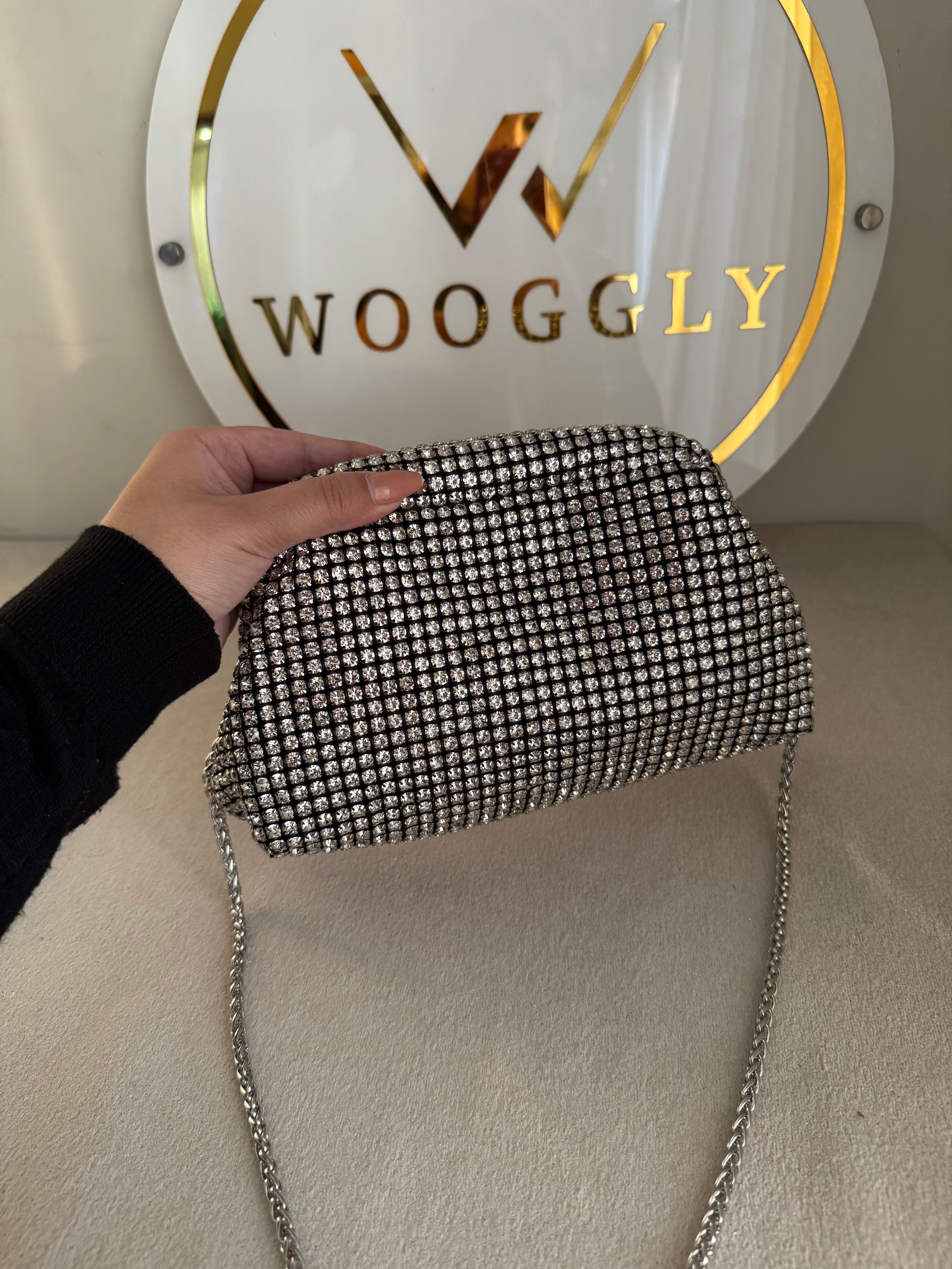 Extremely Premium Rhinestone Evening Clutch (Silver)