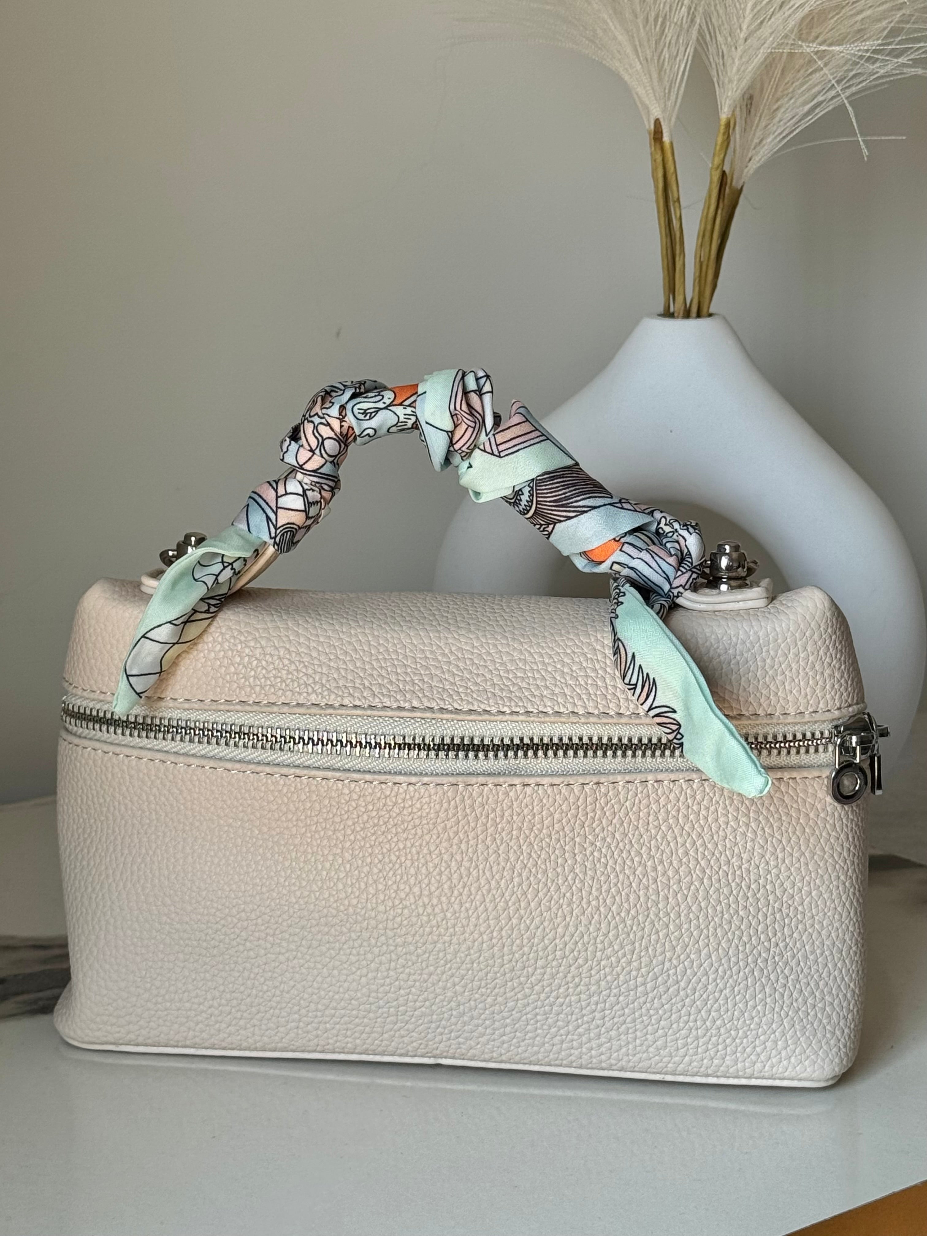 Loro Piana Inspired with Strap & Silk Scarf - Off White