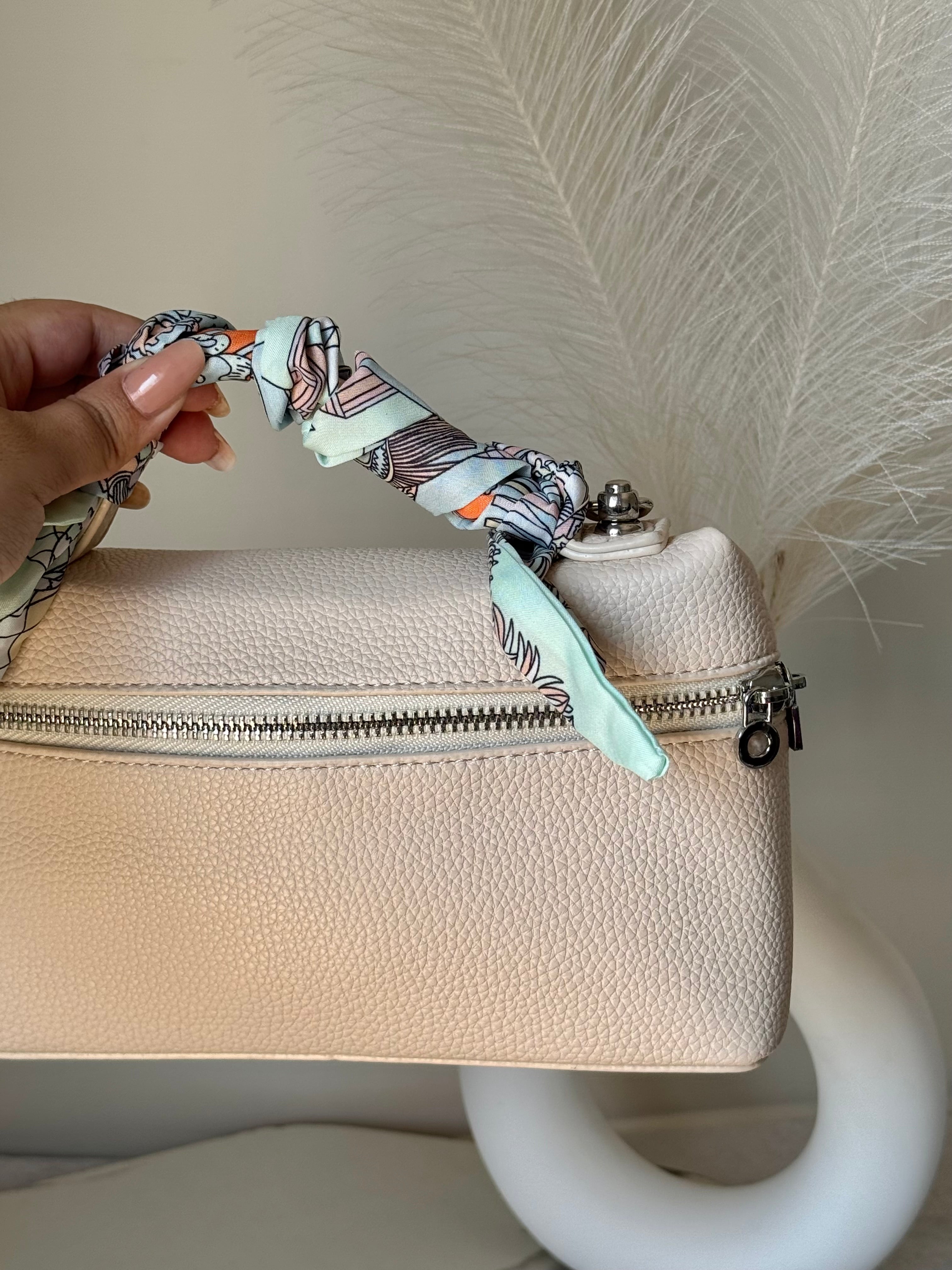 Loro Piana Inspired with Strap & Silk Scarf - Off White