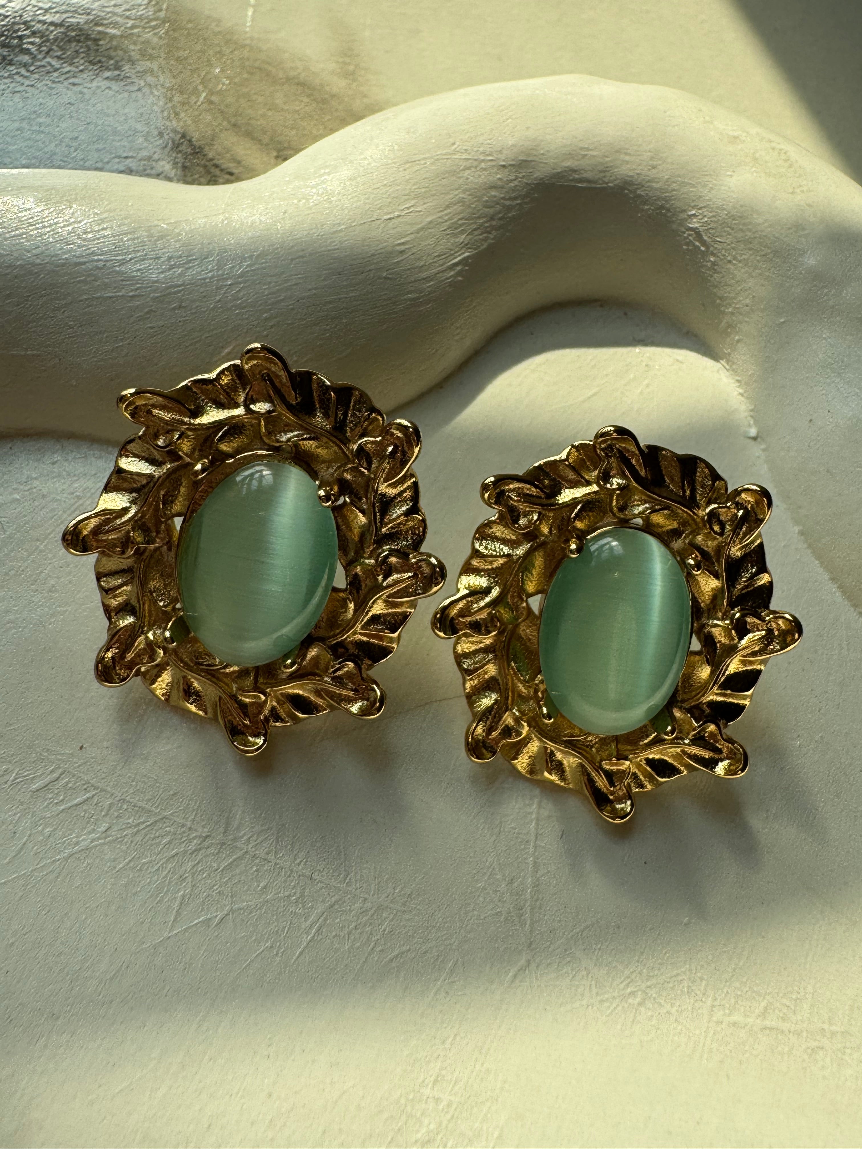 Seagreen Gold Studs