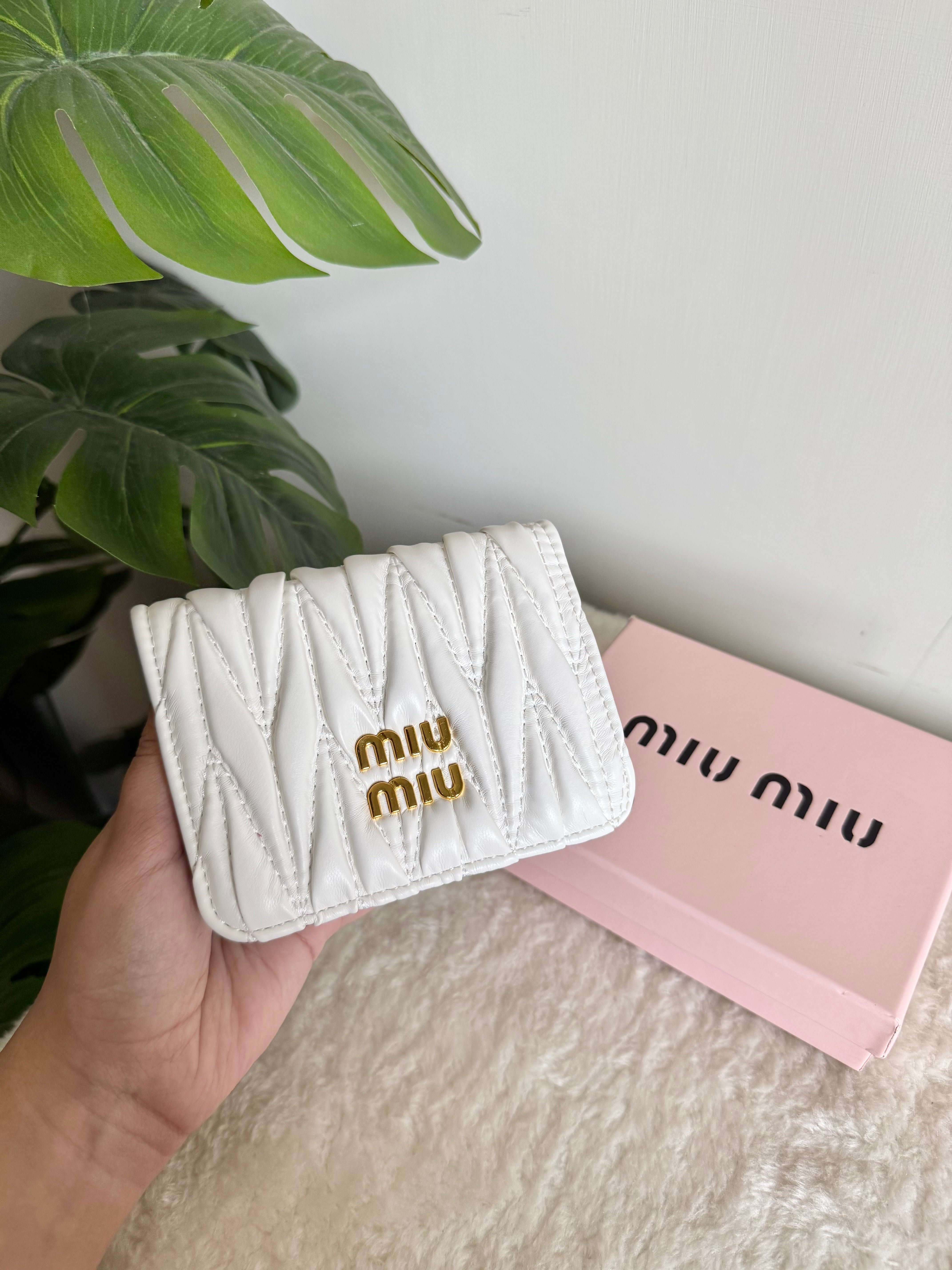 Miu Miu Wallet with Detachable Chain - White