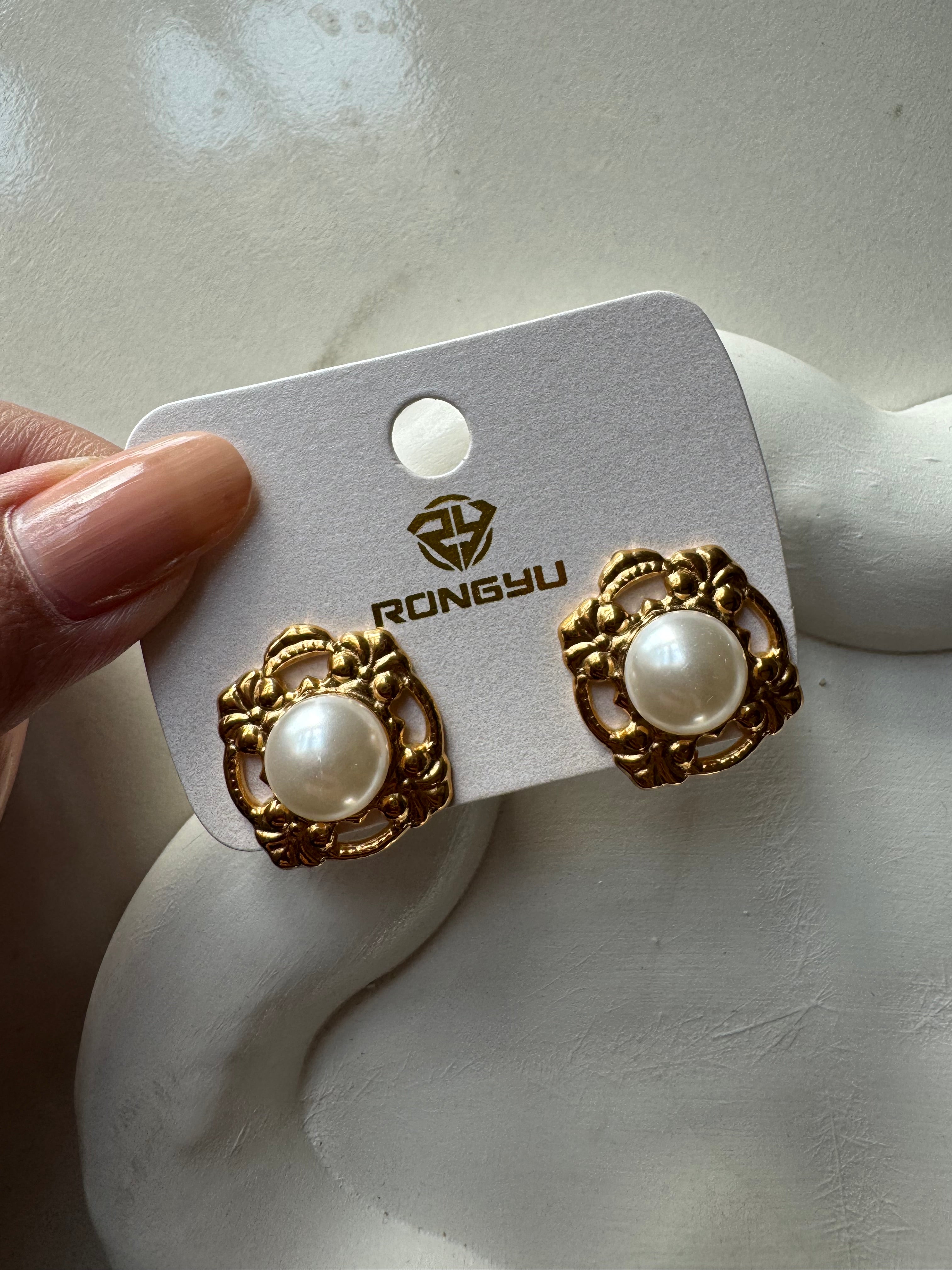 Moonlit Pearl Studs