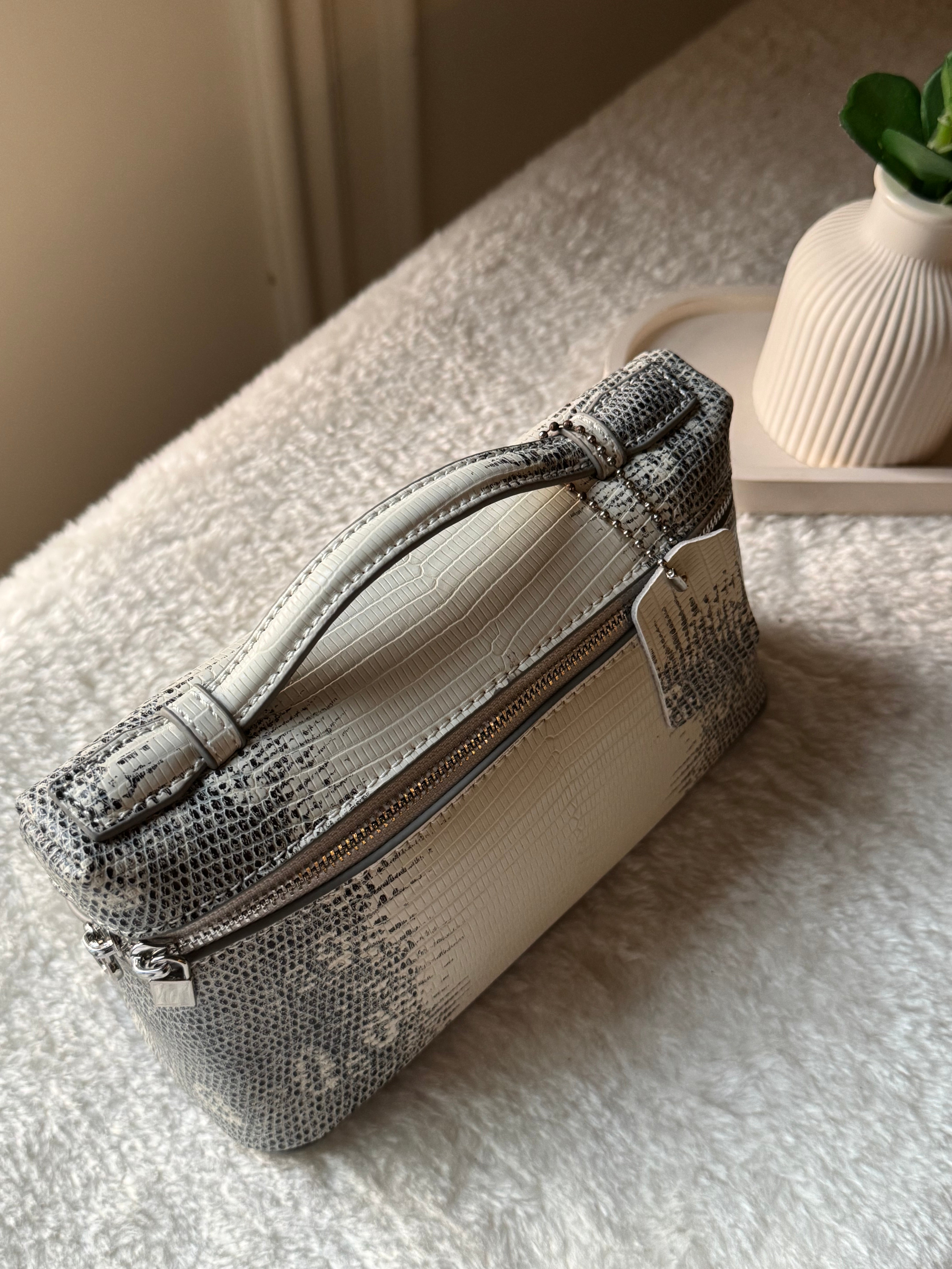 Loro Piana Inspired Pouch Bag (White Textured)