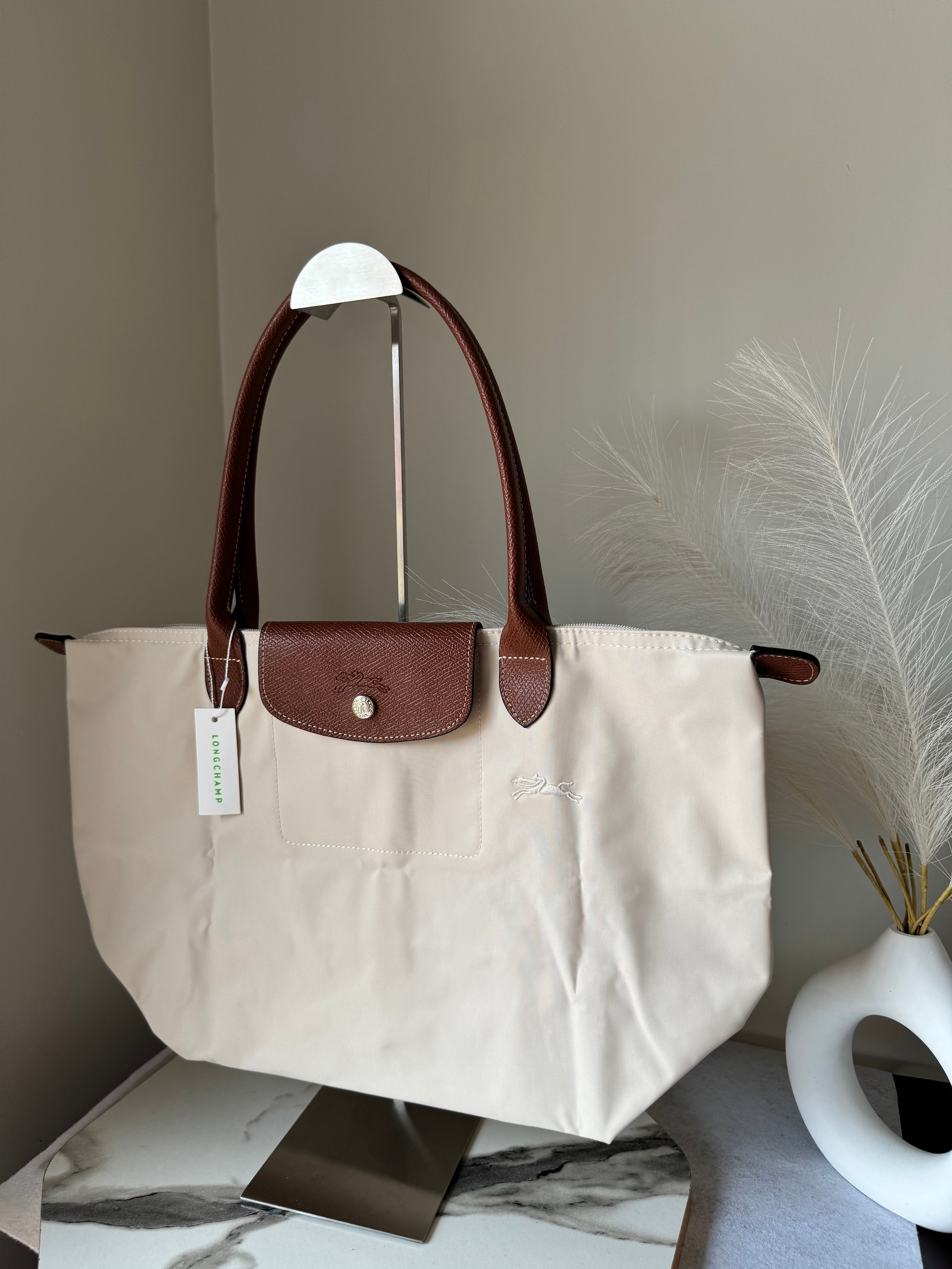 Longchamp Tote LARGE - Paper White (WITH BRAND LOGO)
