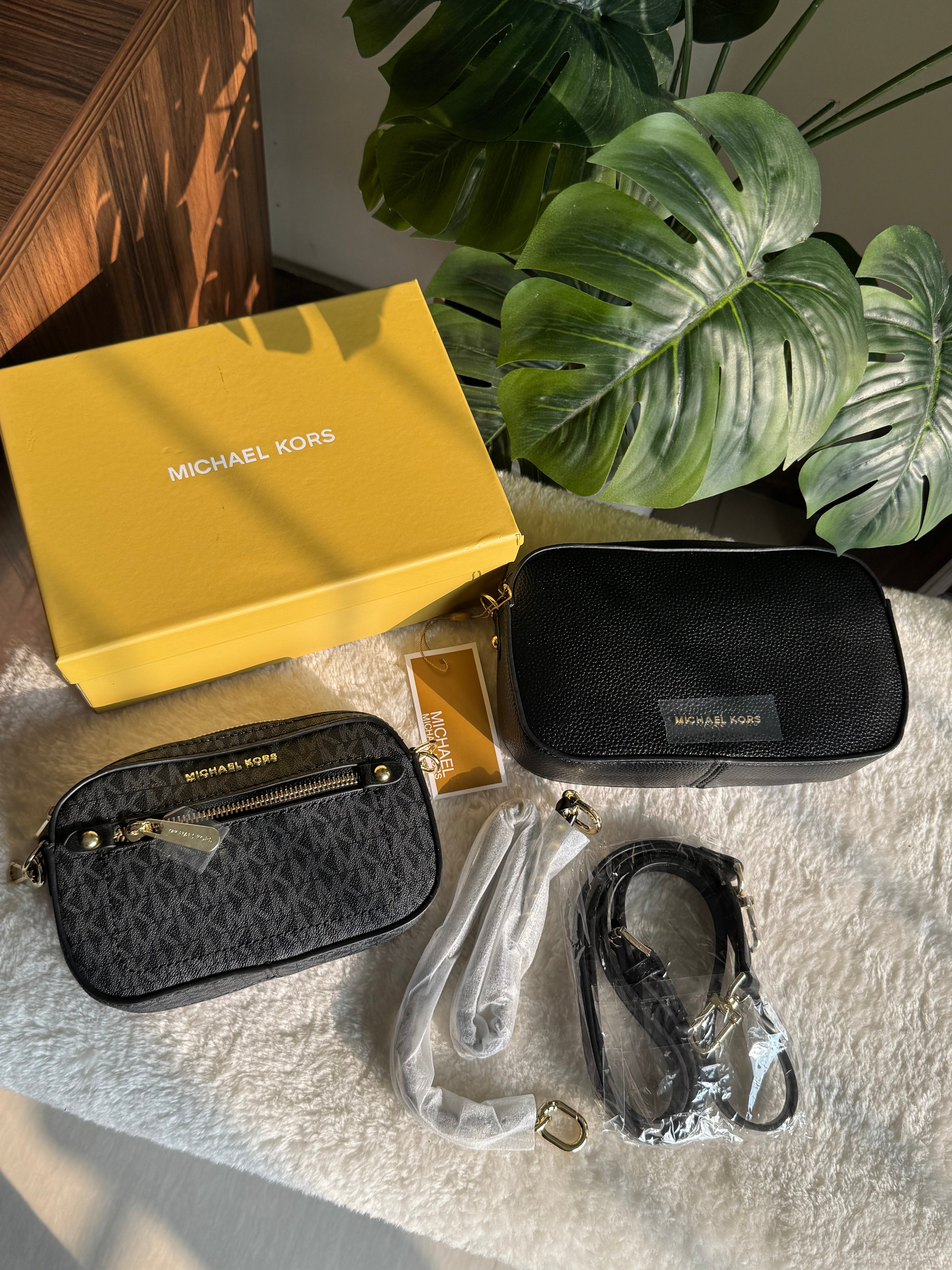 Premium Michael Kors Set of 2 Crossbody Bags with BOX (Black)