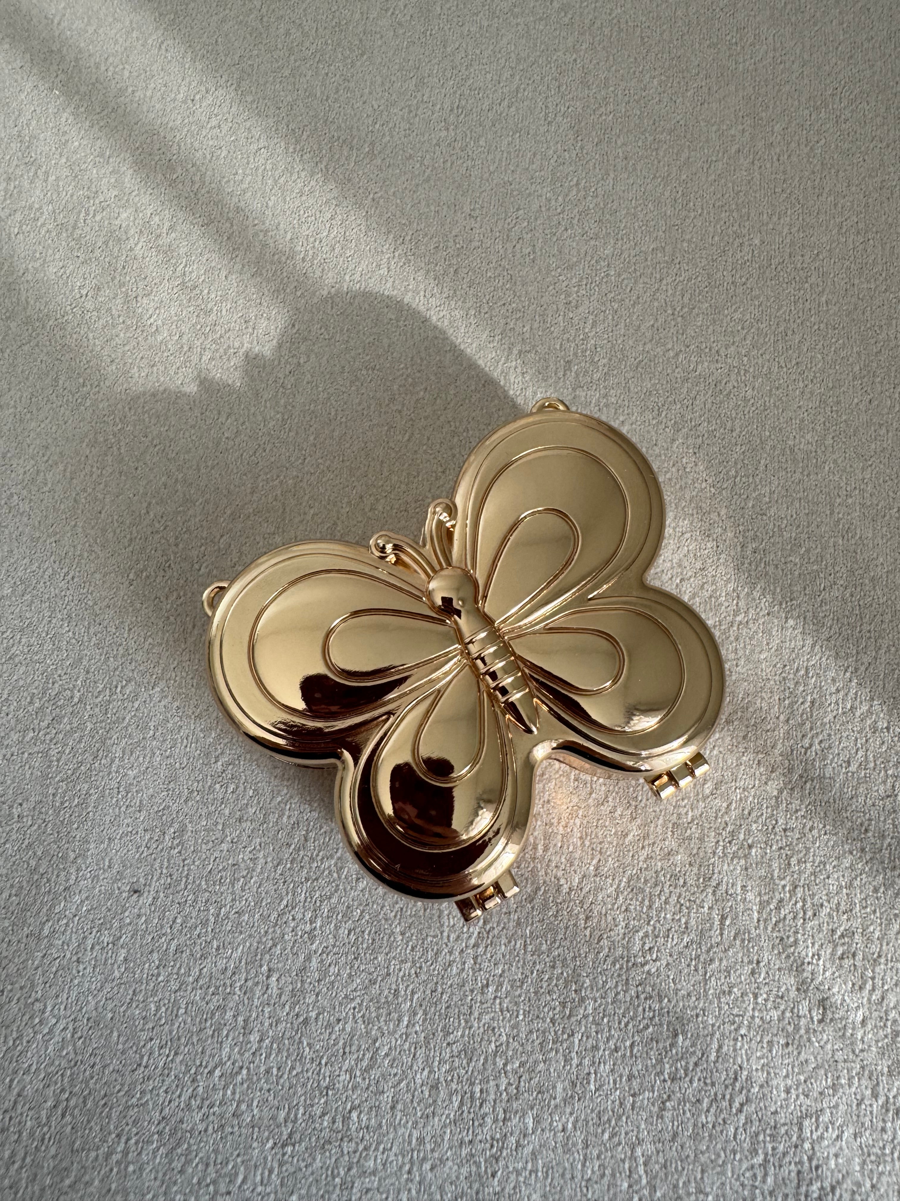 Metallic Butterfly Clutch with Chain - Mini Gold