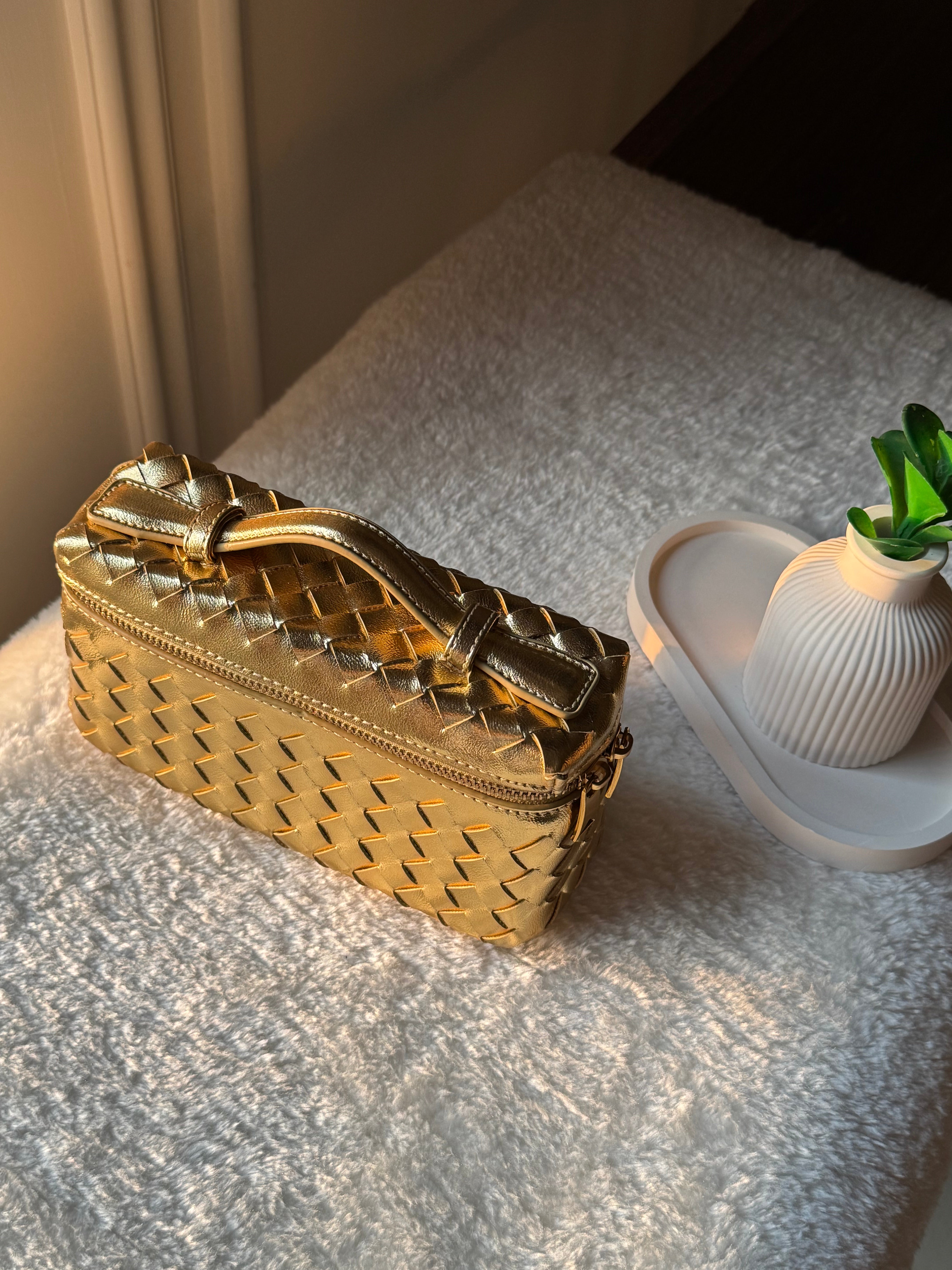 JW Pie Woven Bag with Long Strap (Gold)