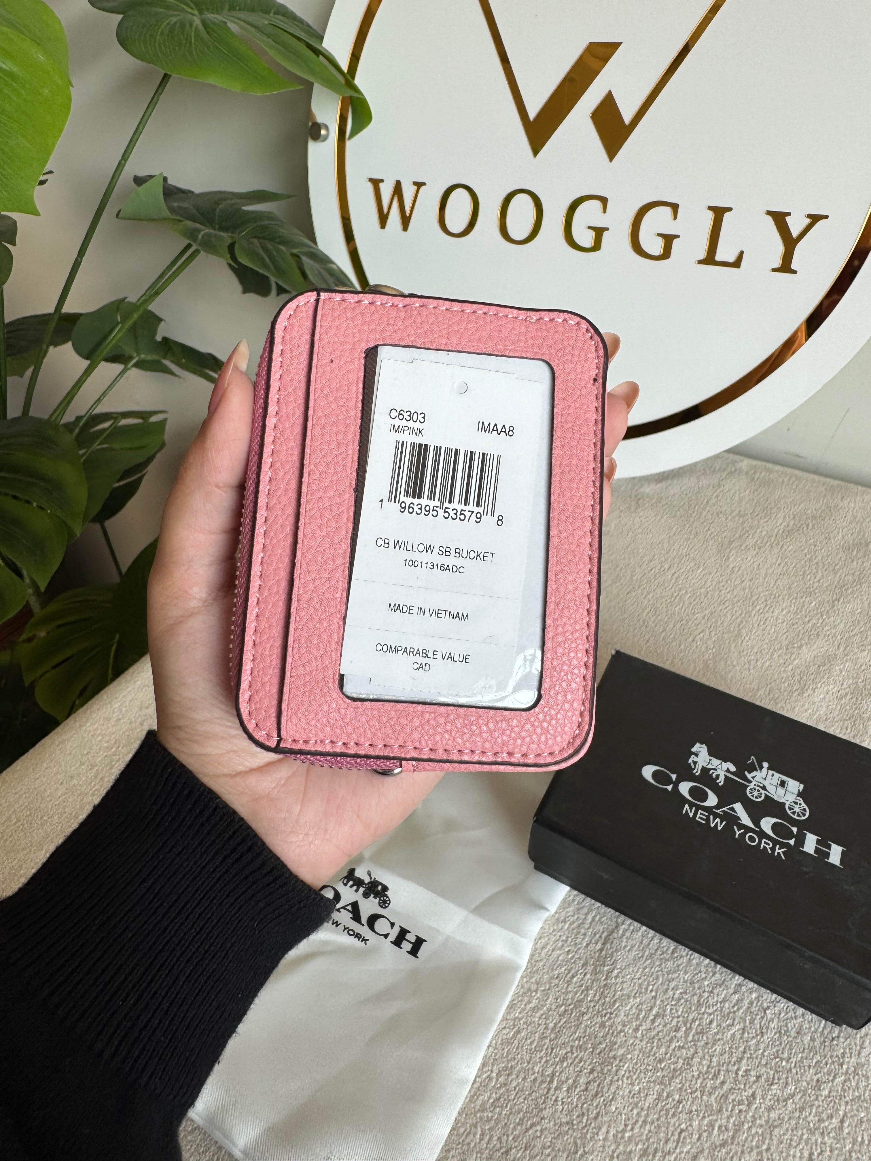 Coach Zip Card Case with Box Packing - Tea Pink