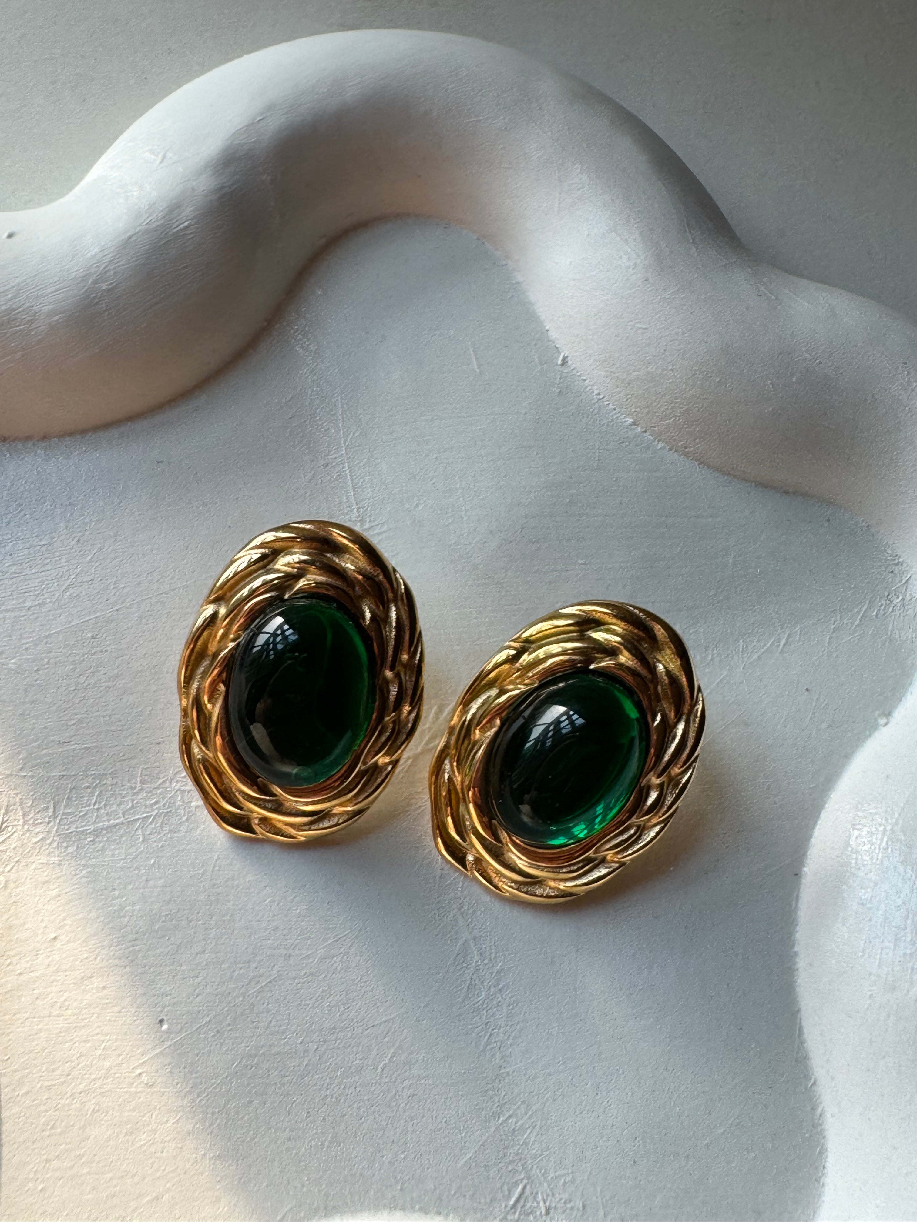Emerald Ember Studs - 18K Gold Plated