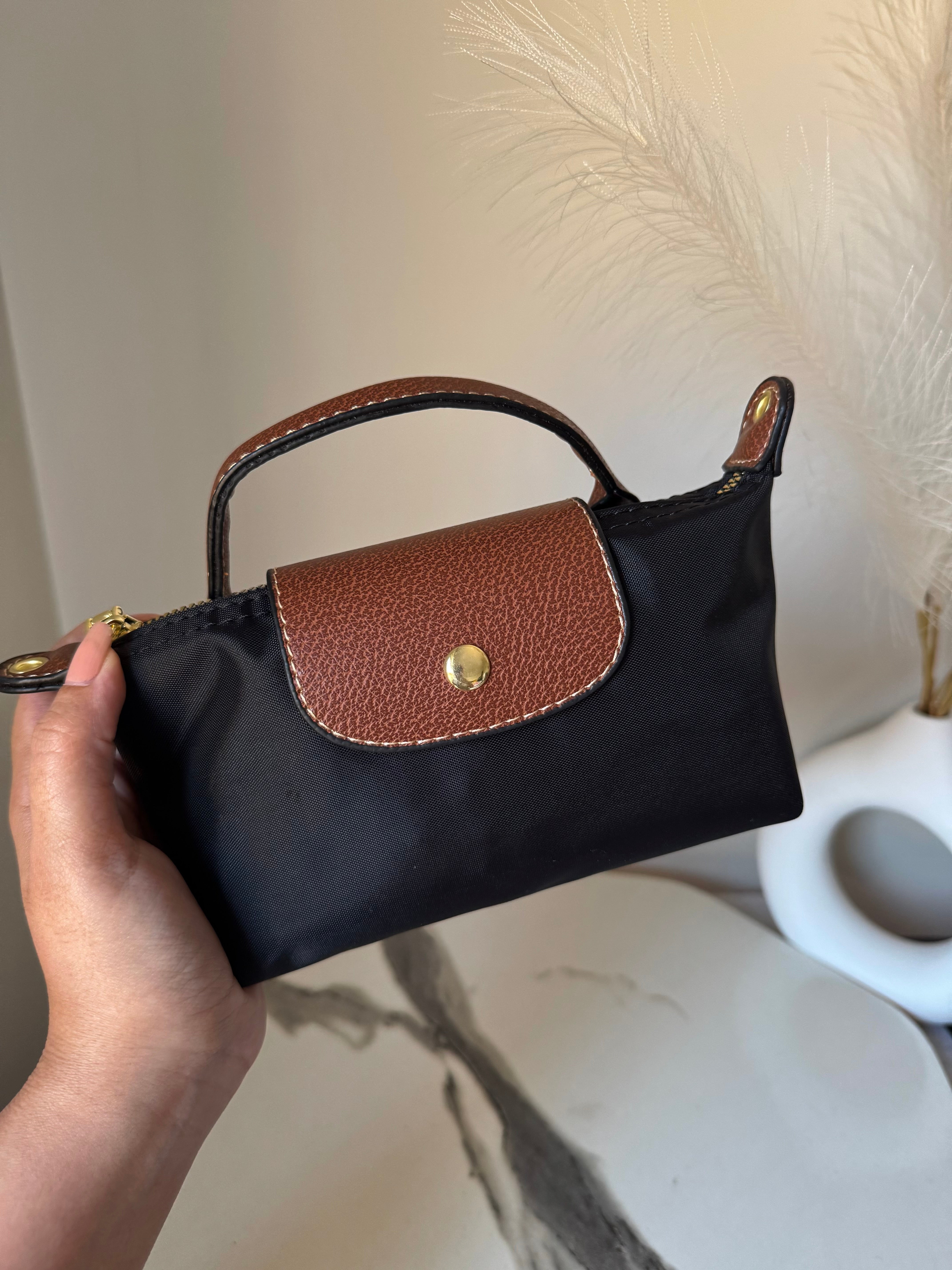 Longchamp Crossbody Bag with Strap - Small Black (NO LOGO)