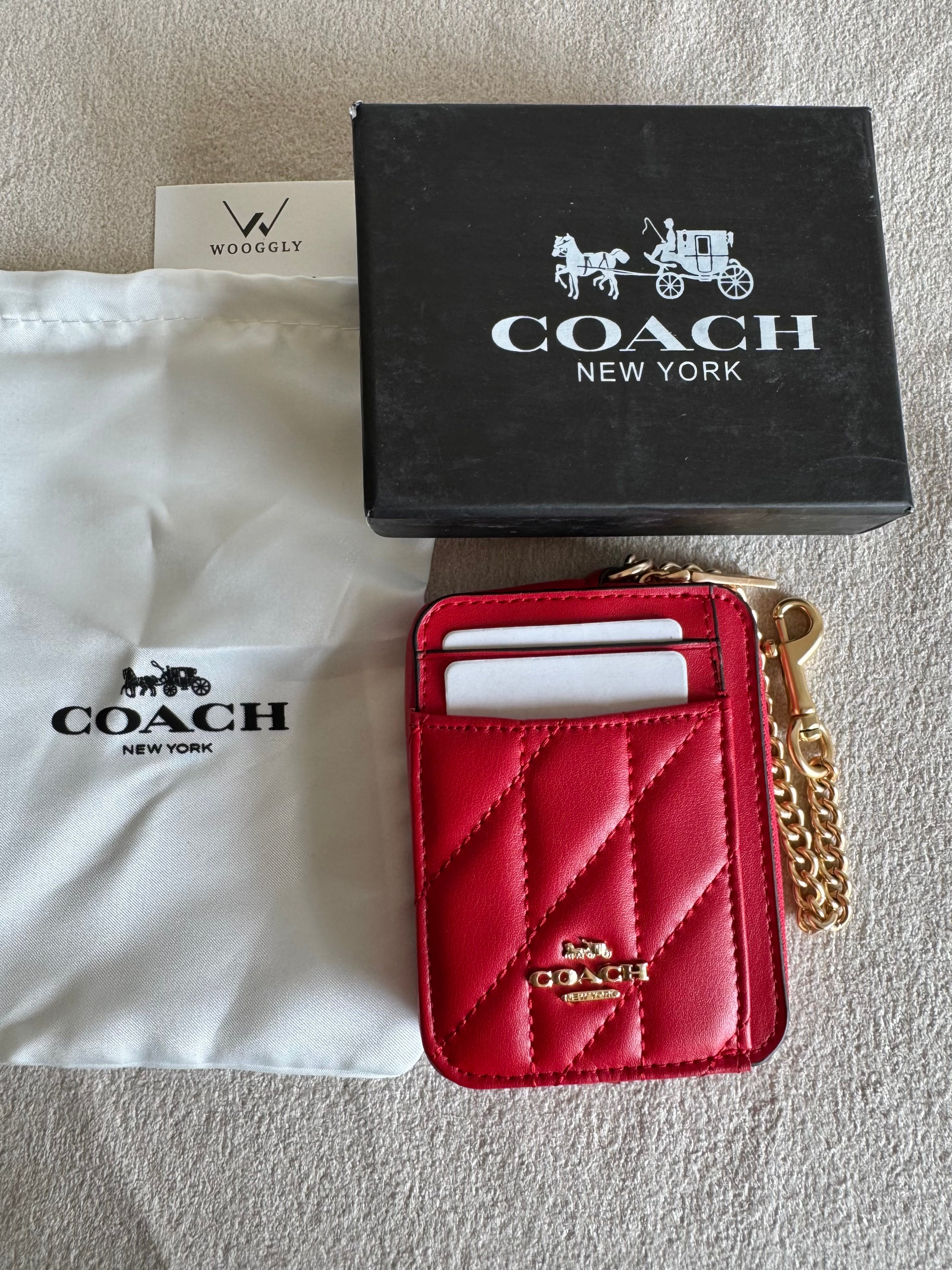 Coach Zip Card Case with Box Packing - Patterned Red