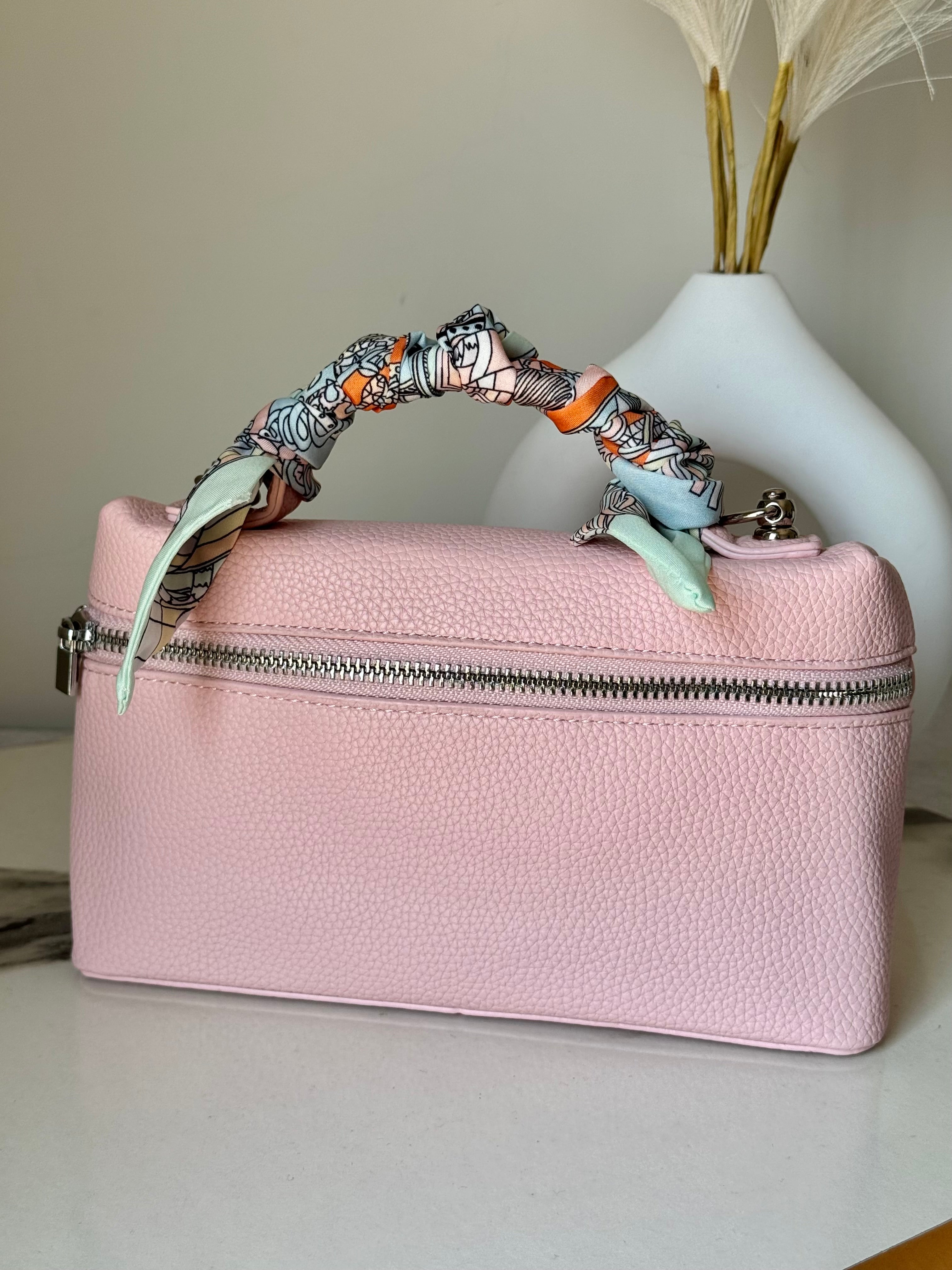 Loro Piana Inspired with Strap & Silk Scarf - Pink