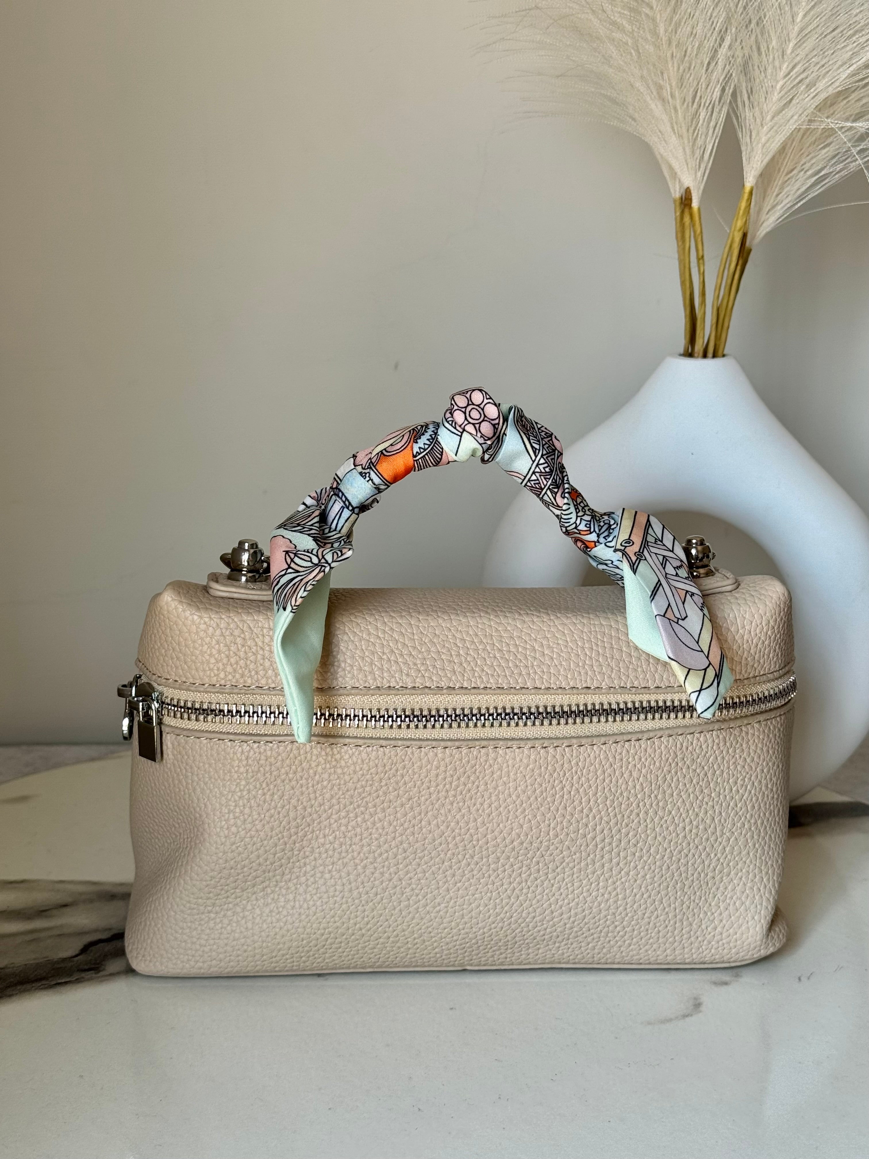 Loro Piana Inspired with Strap & Silk Scarf - Beige