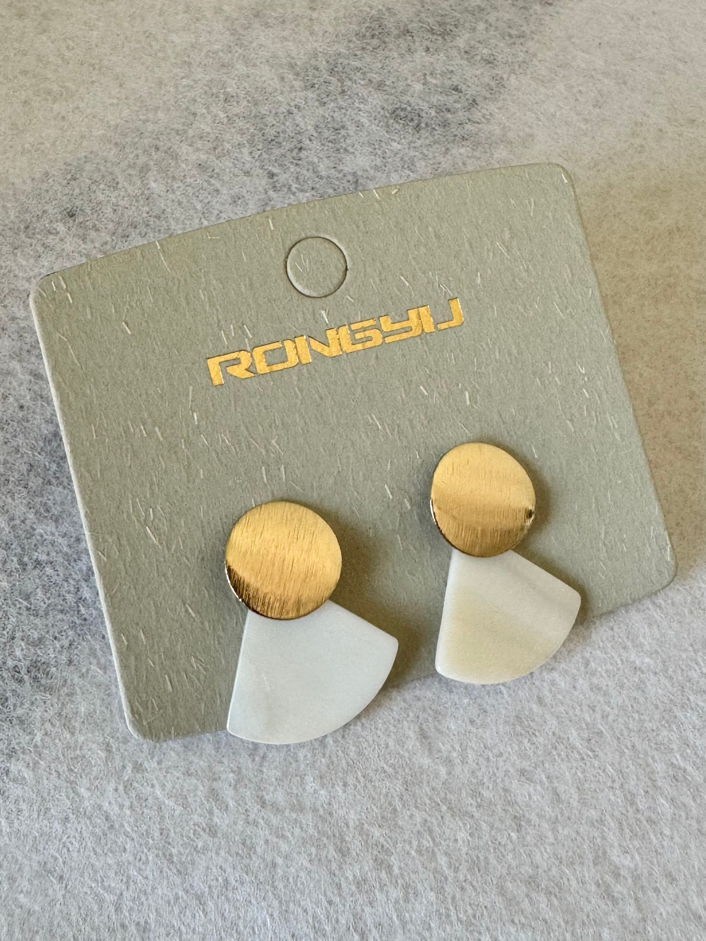 Classic White & Gold Earrings