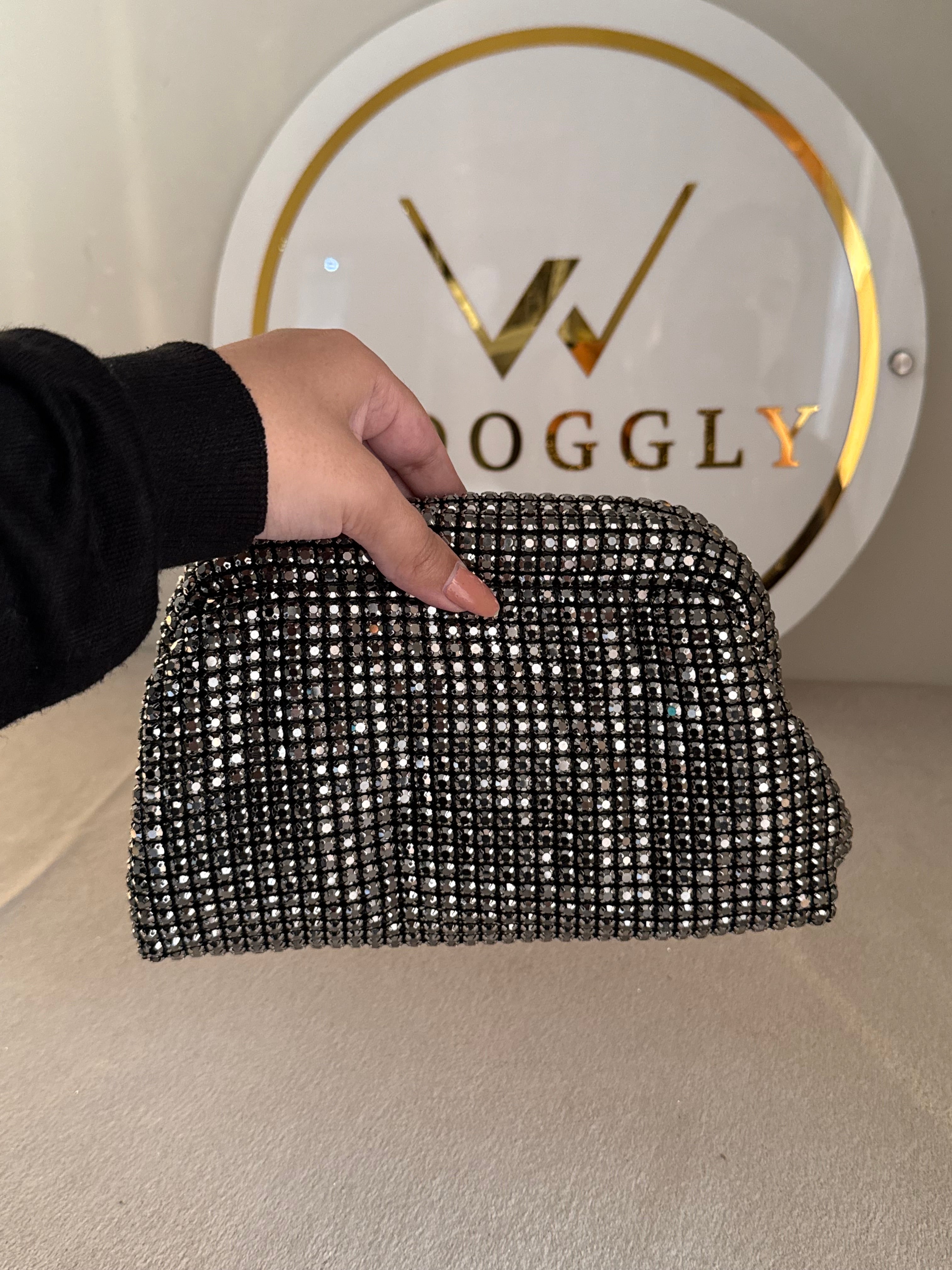 Extremely Premium Rhinestone Evening Clutch (Black)