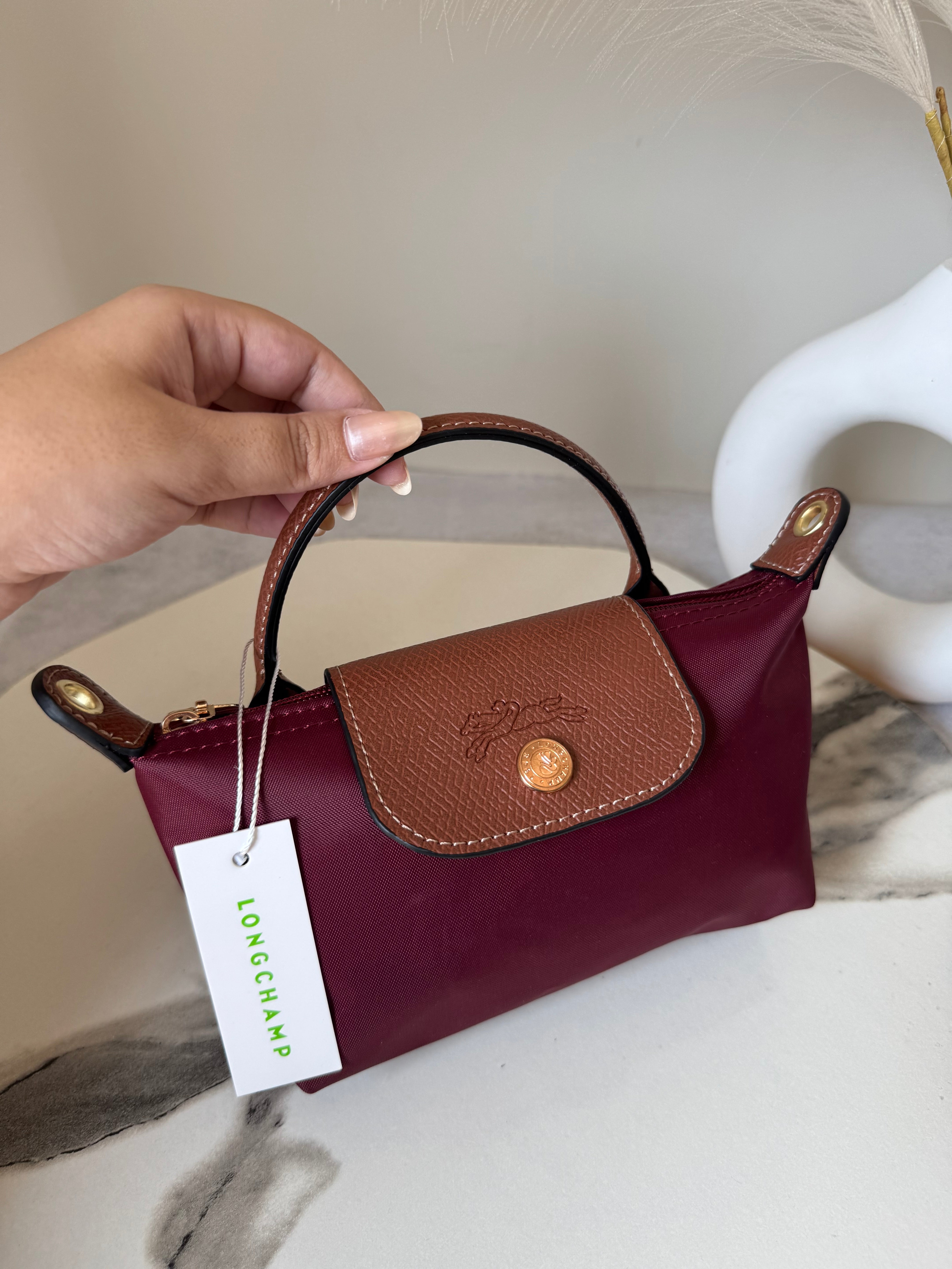 LongChamp Crossbody Bag with Strap - Wine Red (WITH BRAND LOGO)