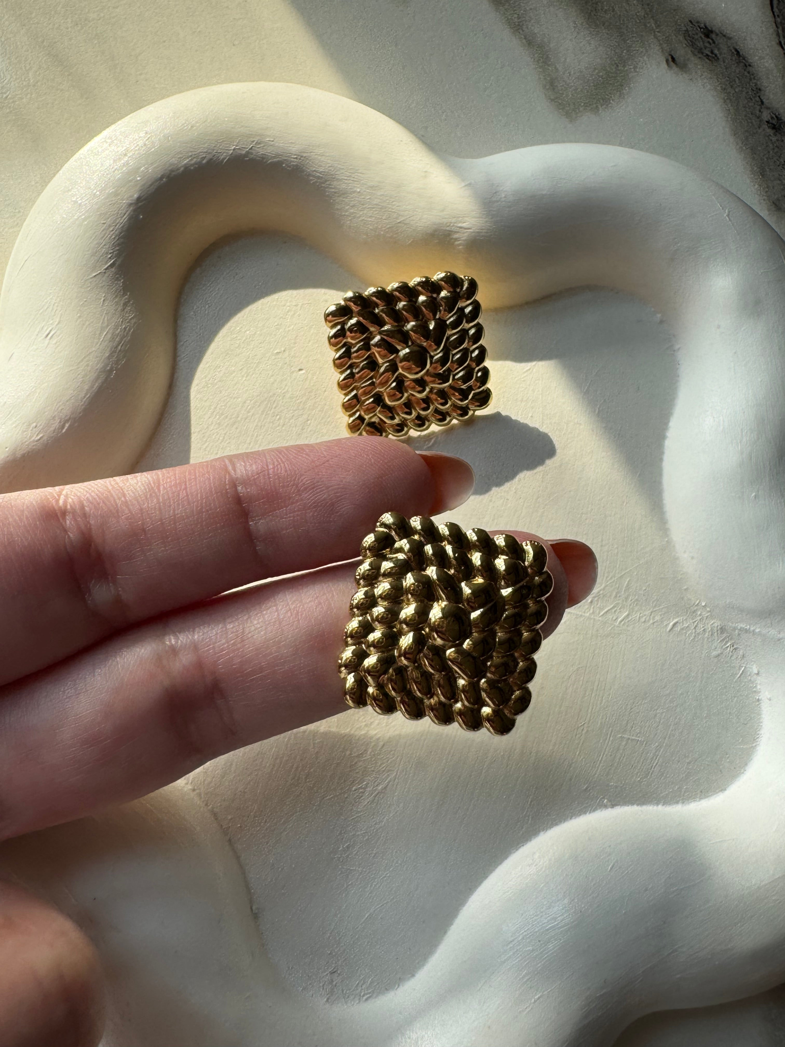 Shimmer Square Earrings - 18K Gold Plated