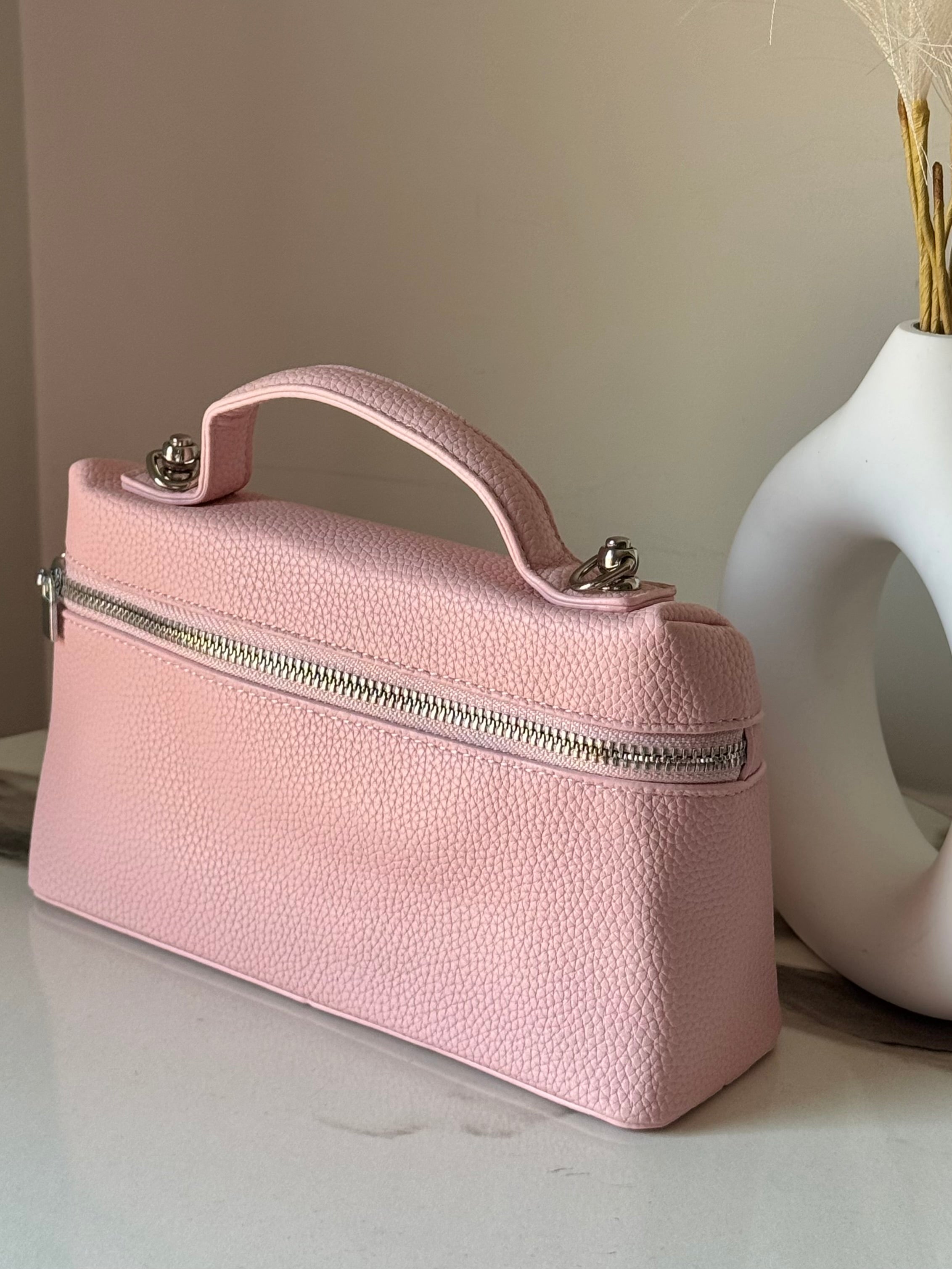 Loro Piana Inspired with Strap & Silk Scarf - Pink