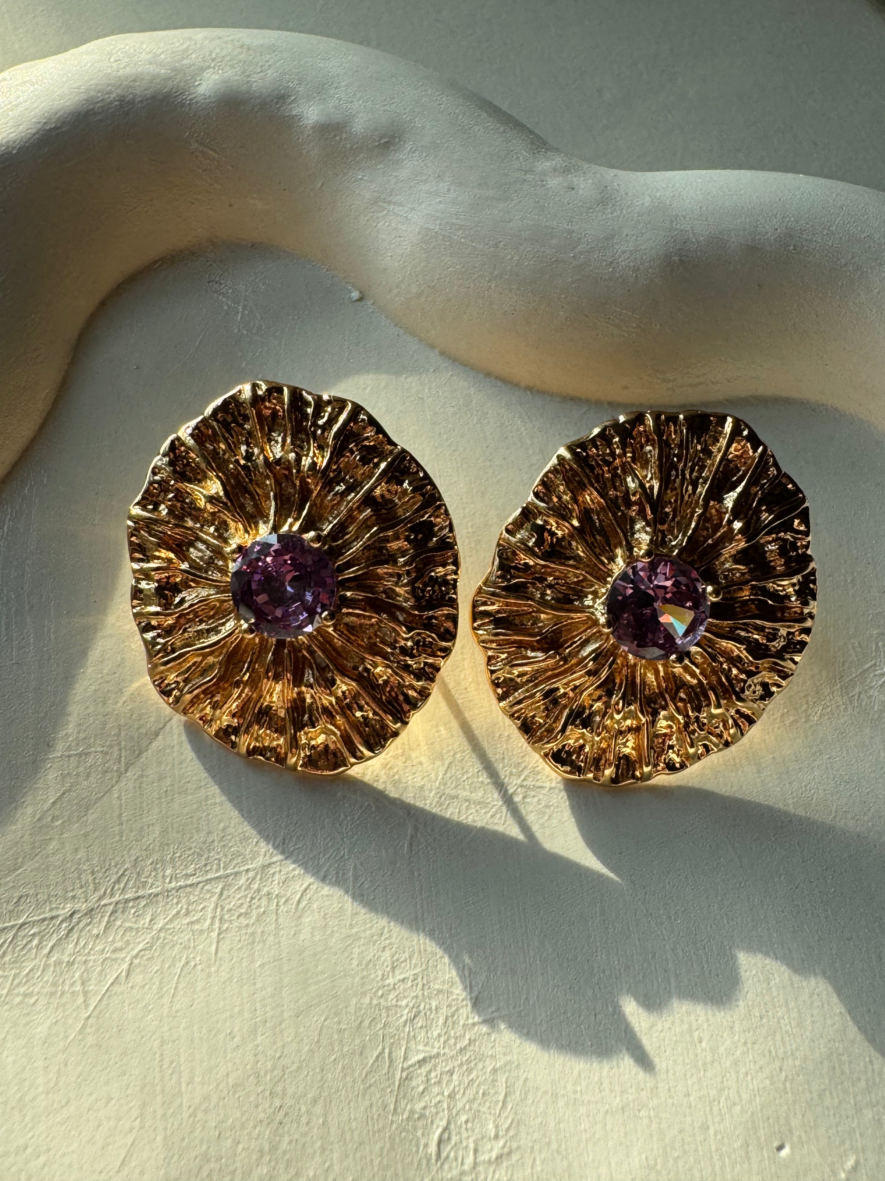 Lilac Gold Earrings - 18K Gold Plated