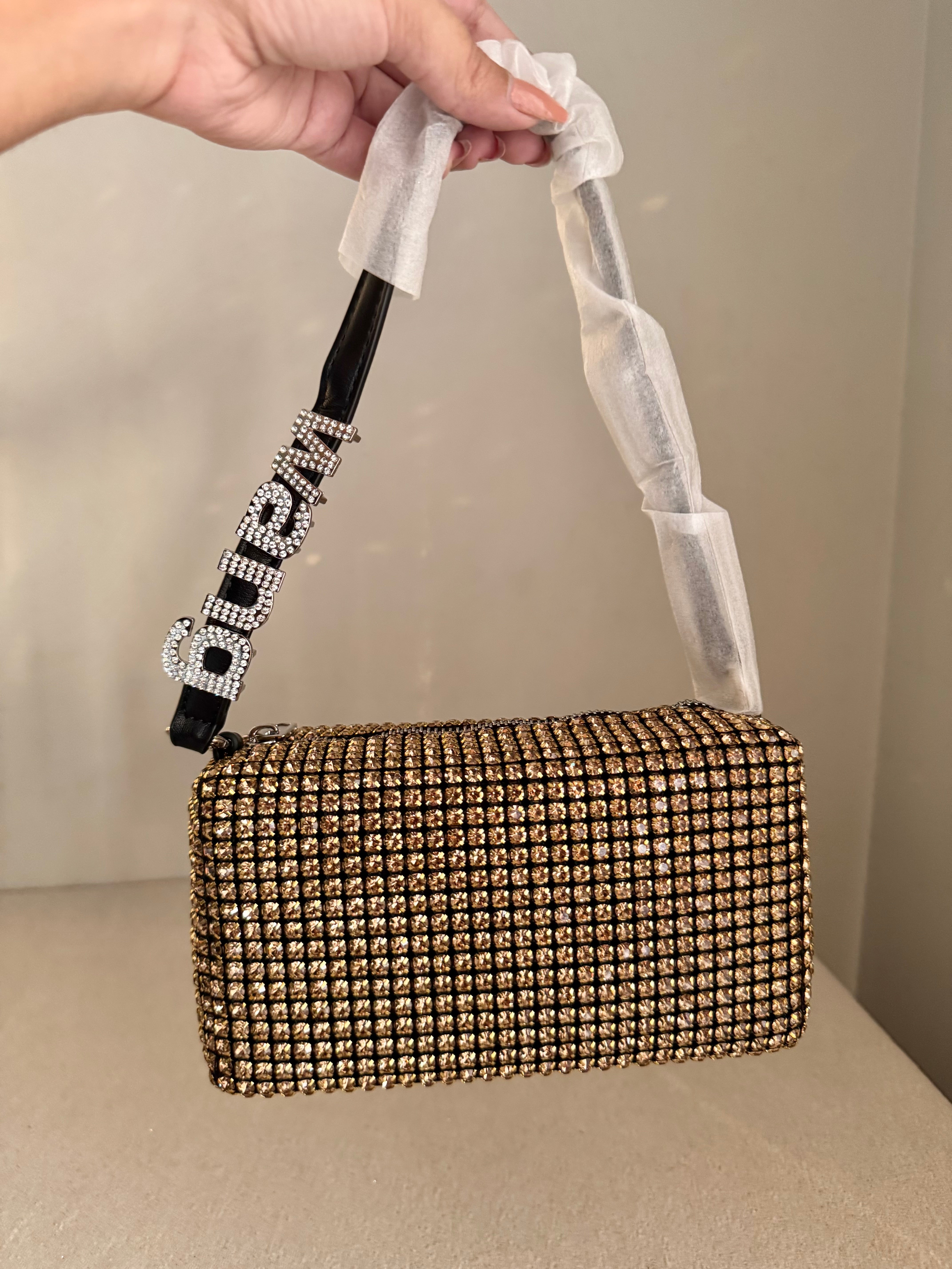 Alexander Wang Rhinestone Evening Clutch (Champagne & Black)