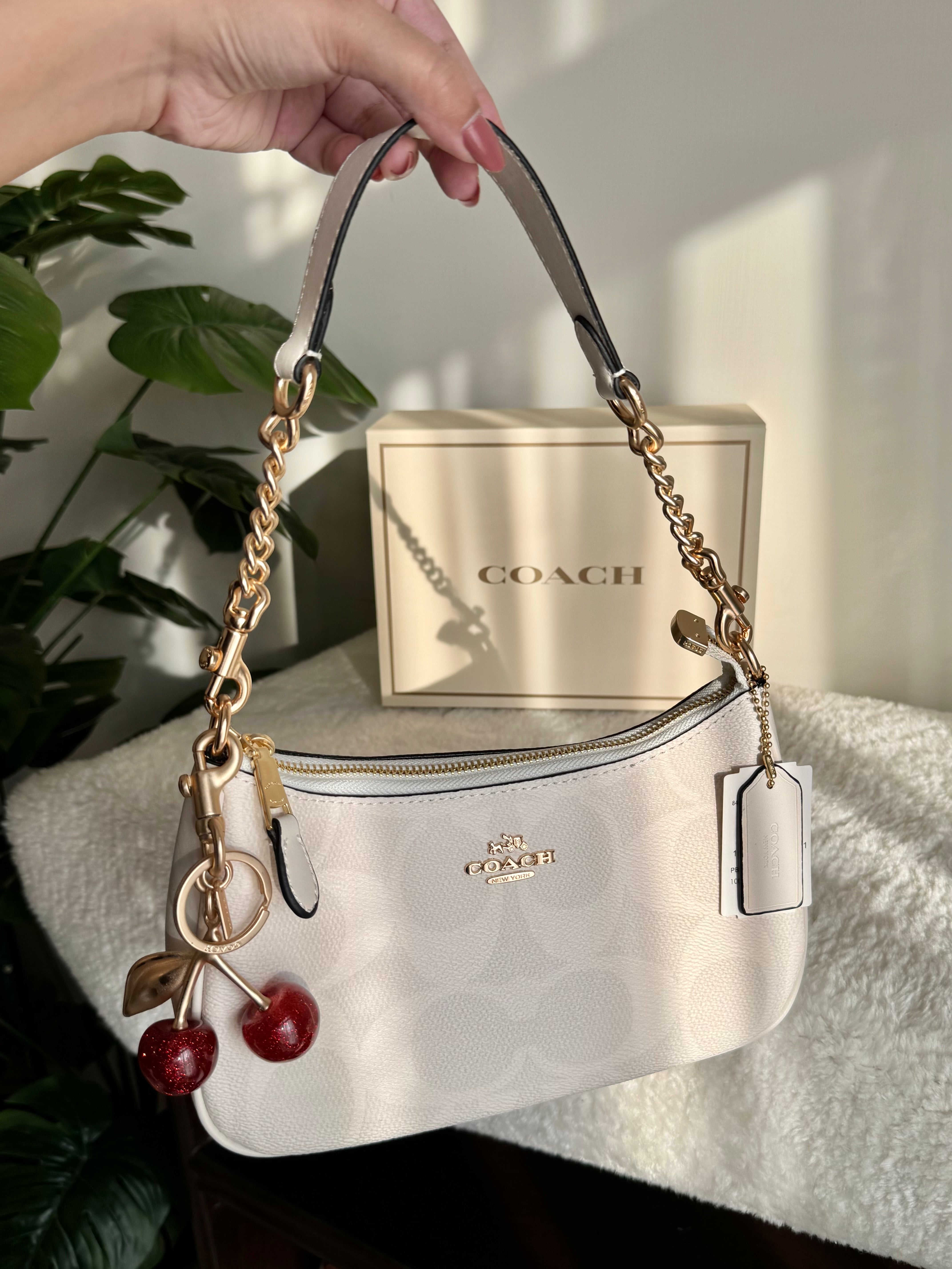 COACH TERI PREMIUM with Coach Cherry Charm (White) - BOX PACKING