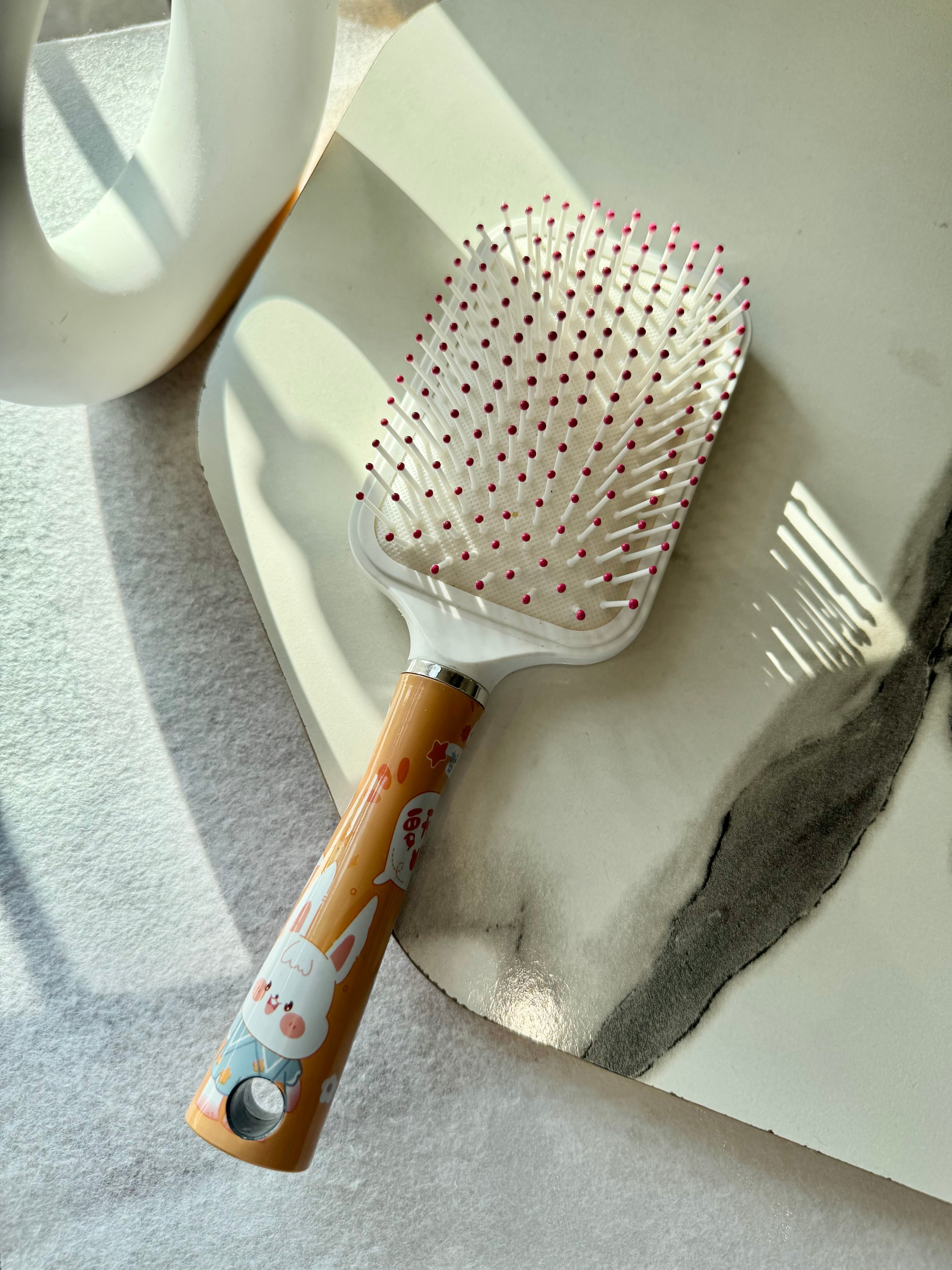Softest White Brown Bunny Square Brush