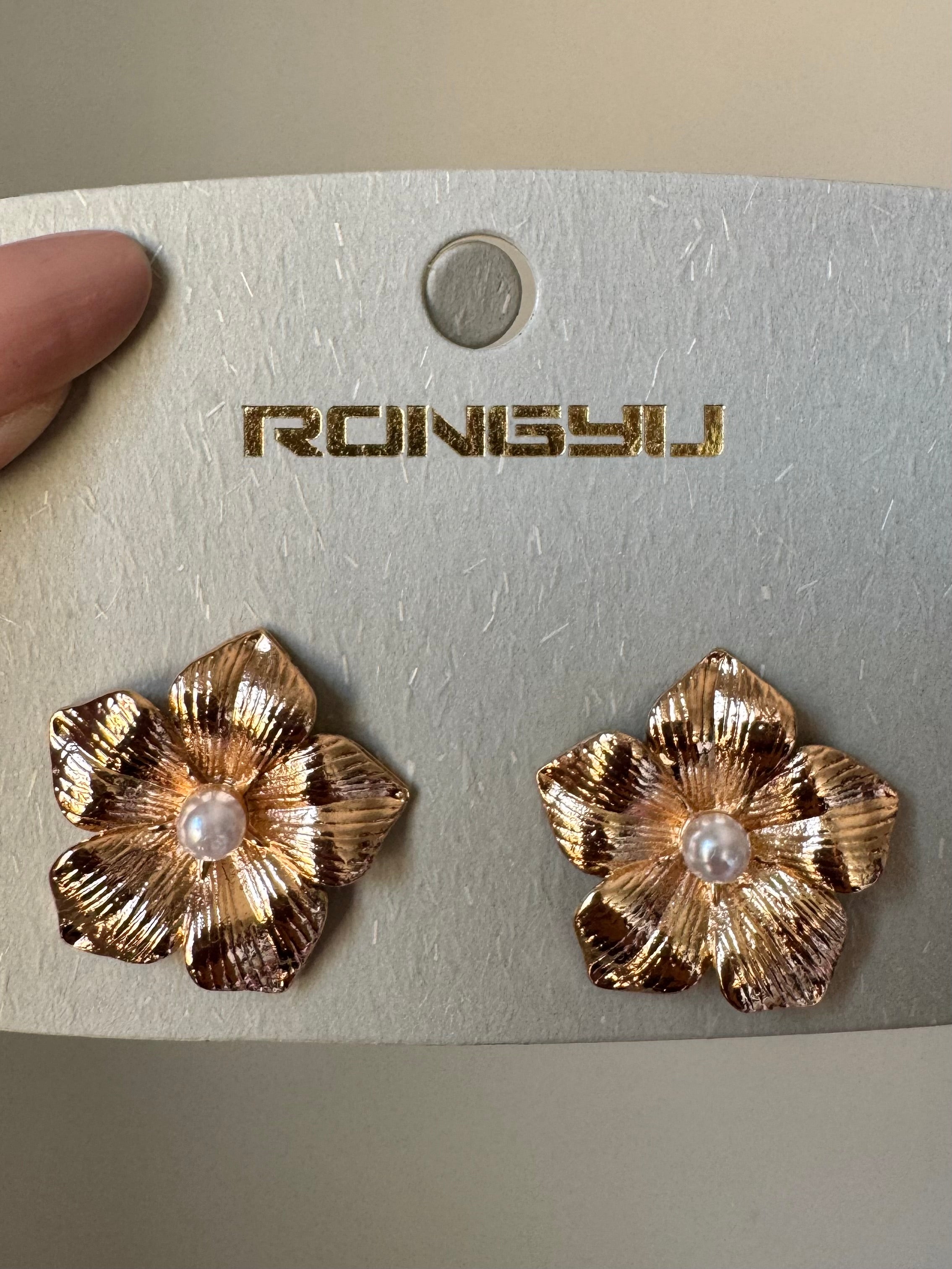 Gold Floral Studs - 18K Gold Plated