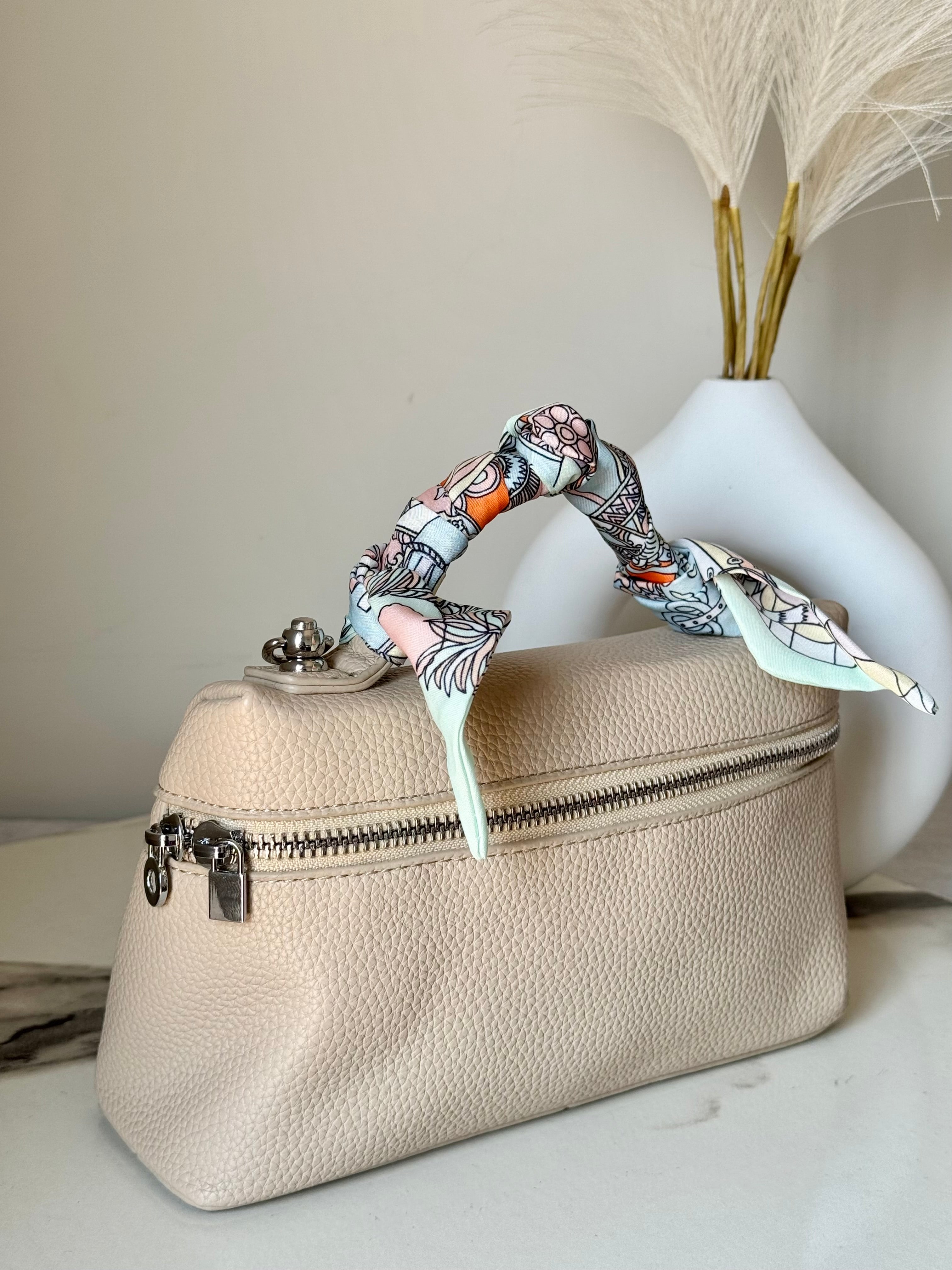 Loro Piana Inspired with Strap & Silk Scarf - Beige