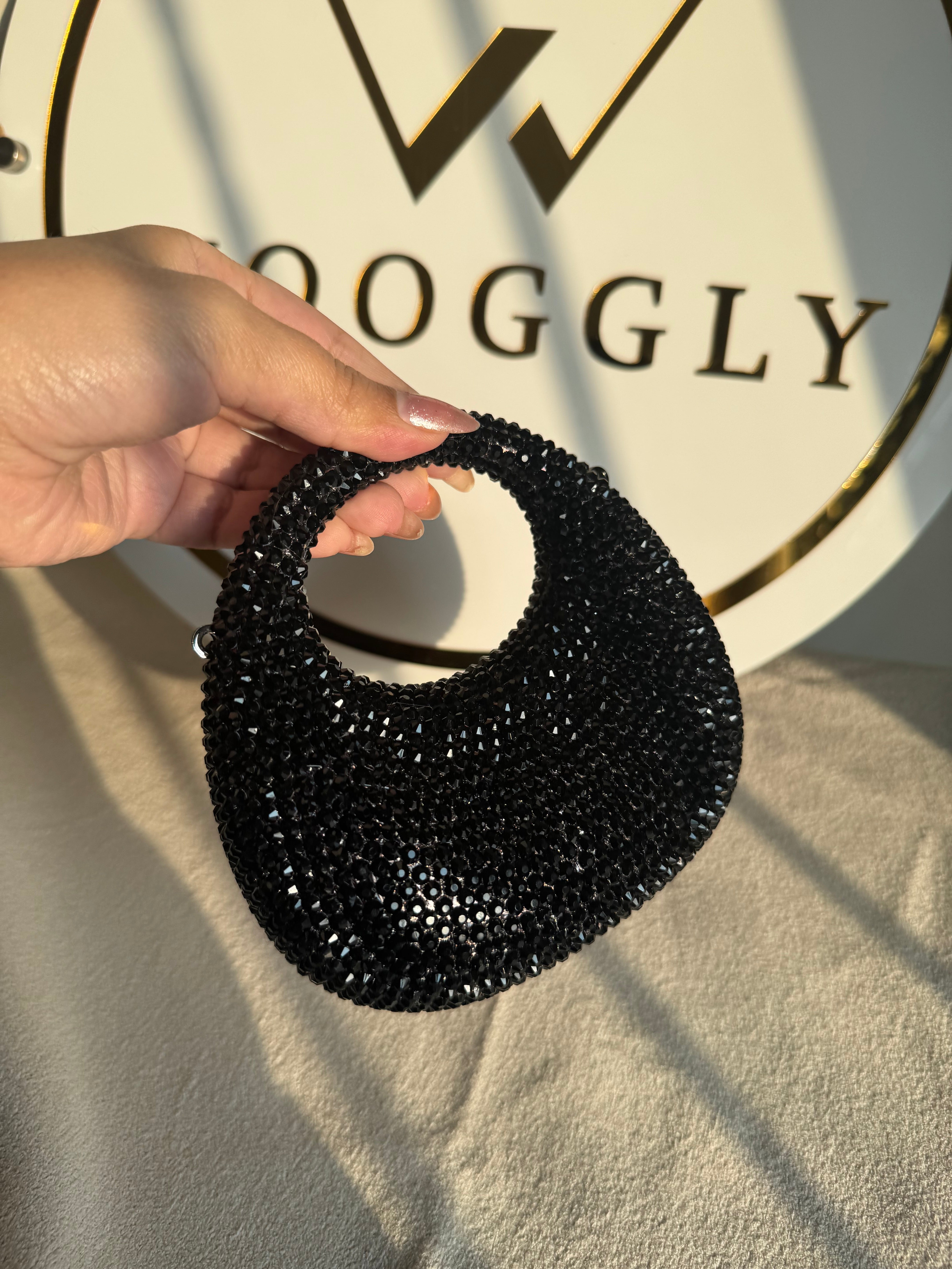 Viral Swarovski Metallic Clutch - Mini Black