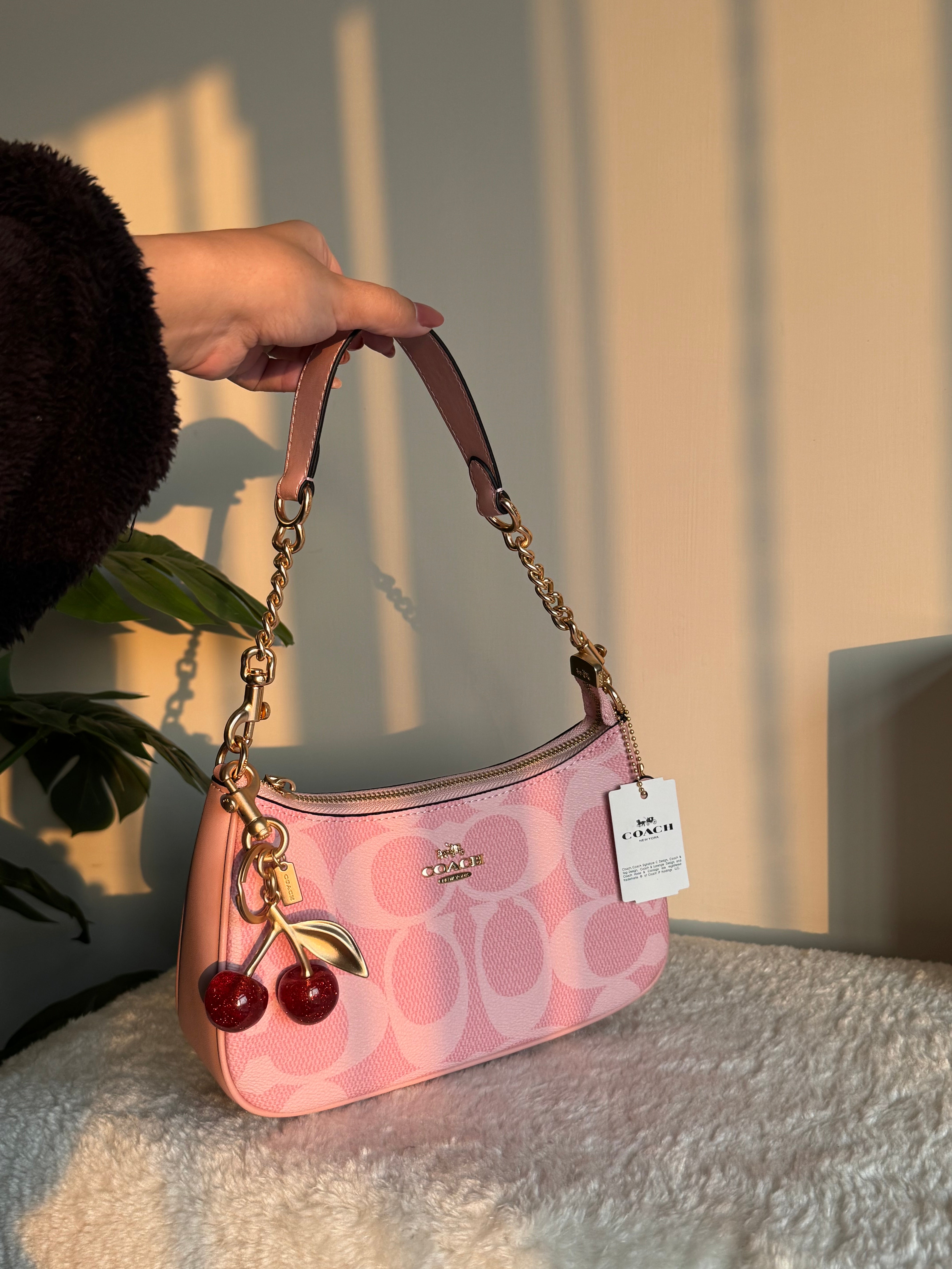COACH TERI PREMIUM with Coach Cherry Charm (Pink) - BOX PACKING