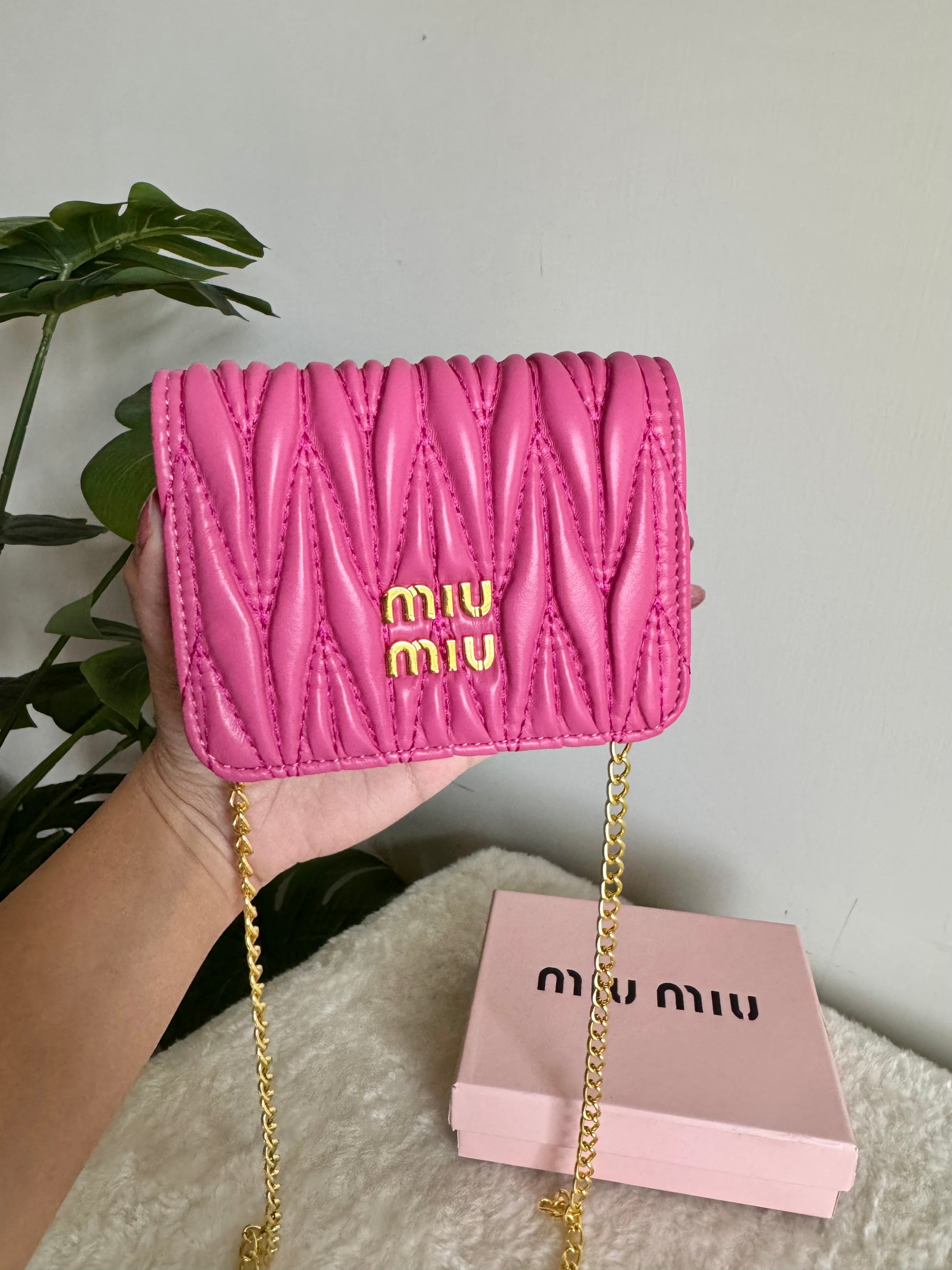 Miu Miu Wallet with Detachable Chain - Hot Pink