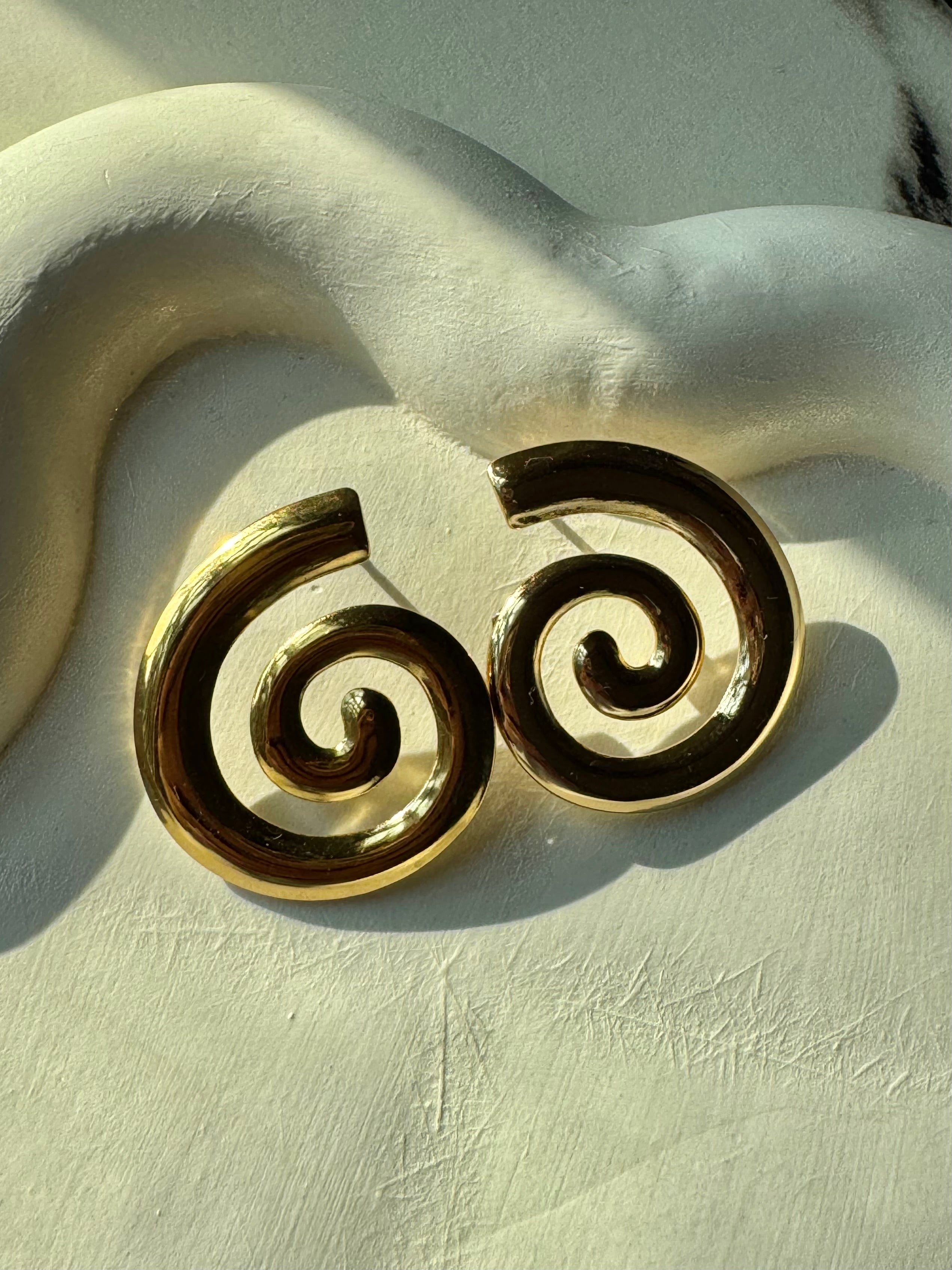 Golden Swirl Studs - 18K Gold Plated
