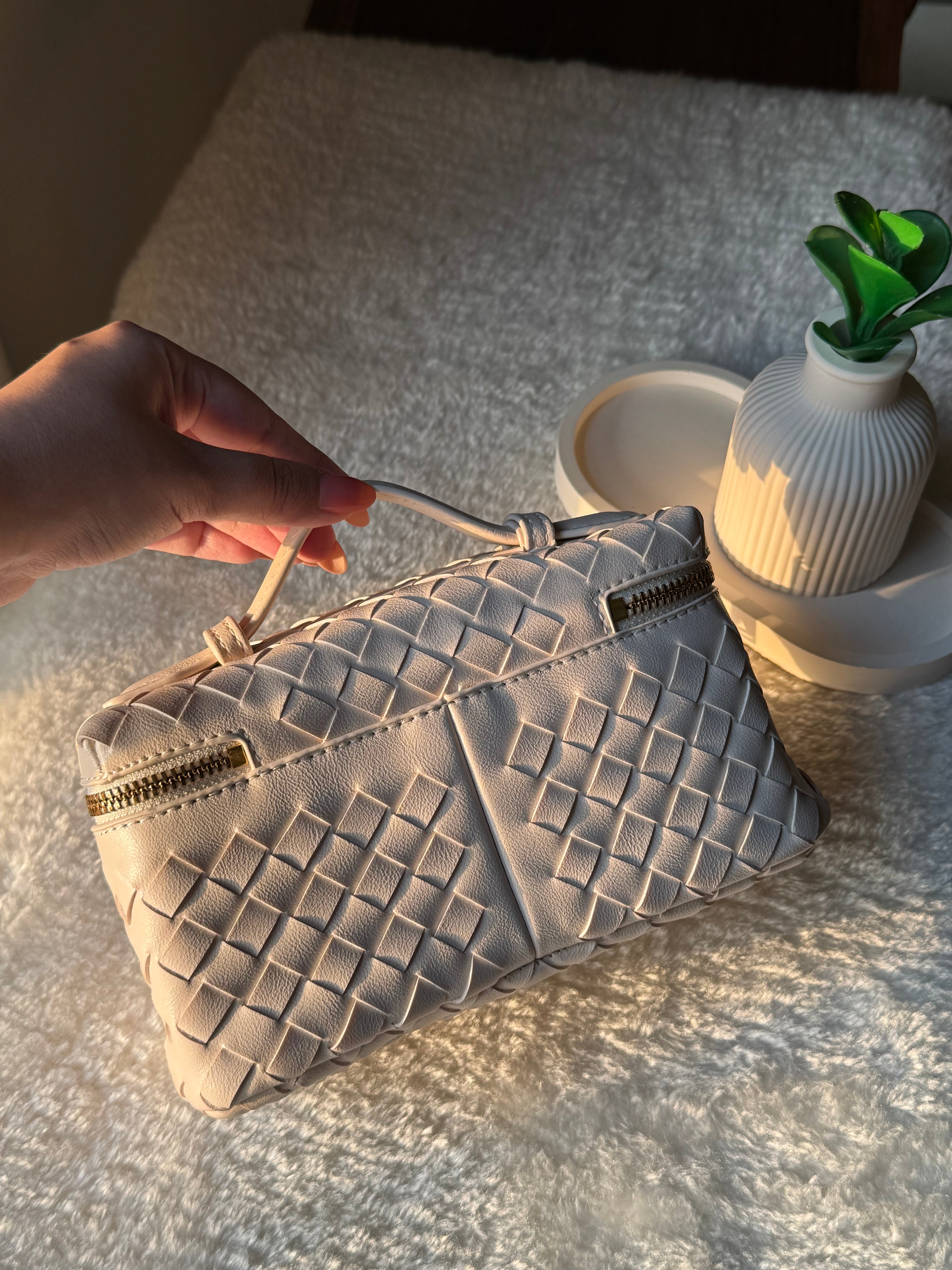 JW Pie Woven Bag with Long Strap (Cream)