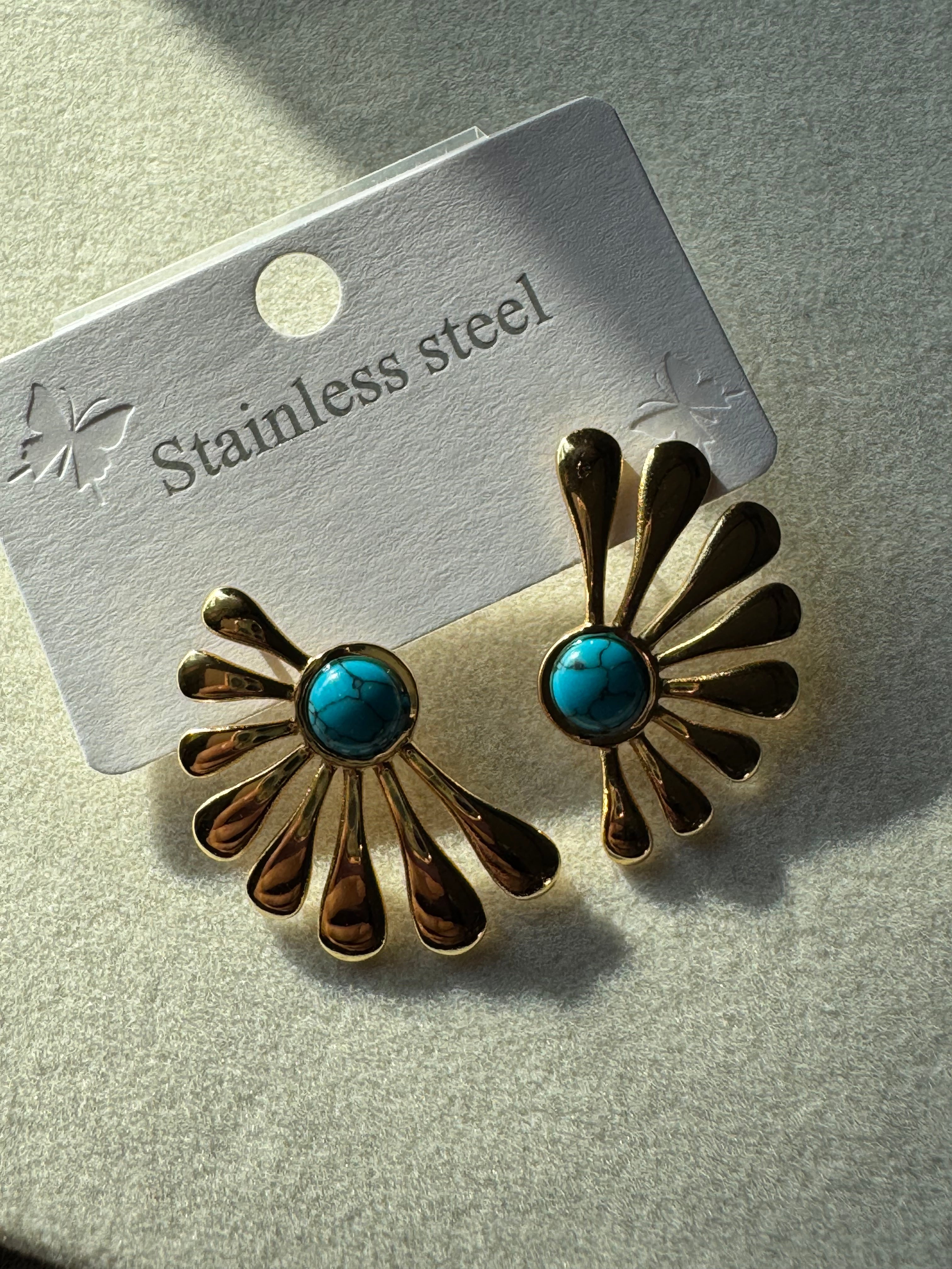 Turquoise Studs - 18K Gold Plated