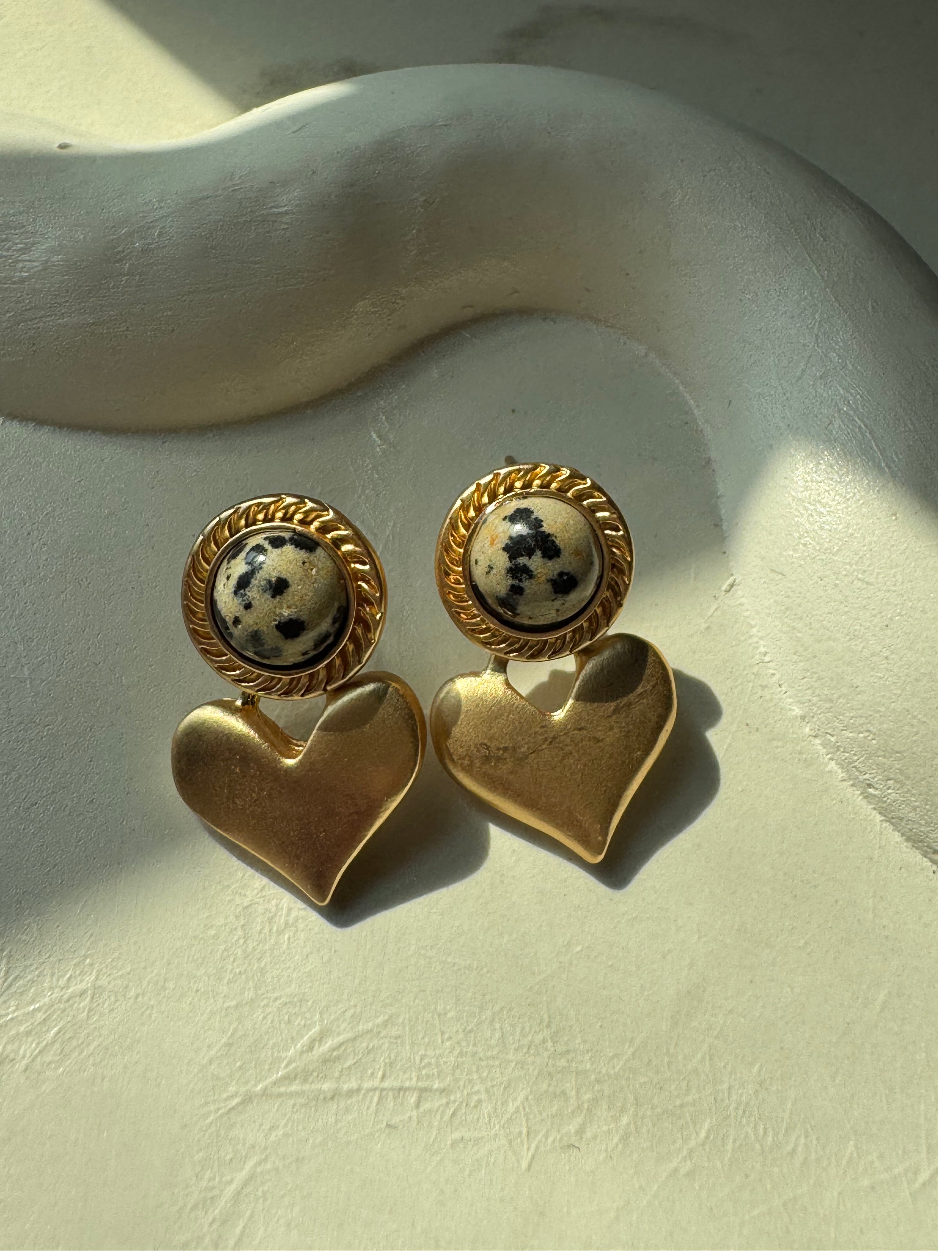 Midnight Heart - Black & Gold Earrings