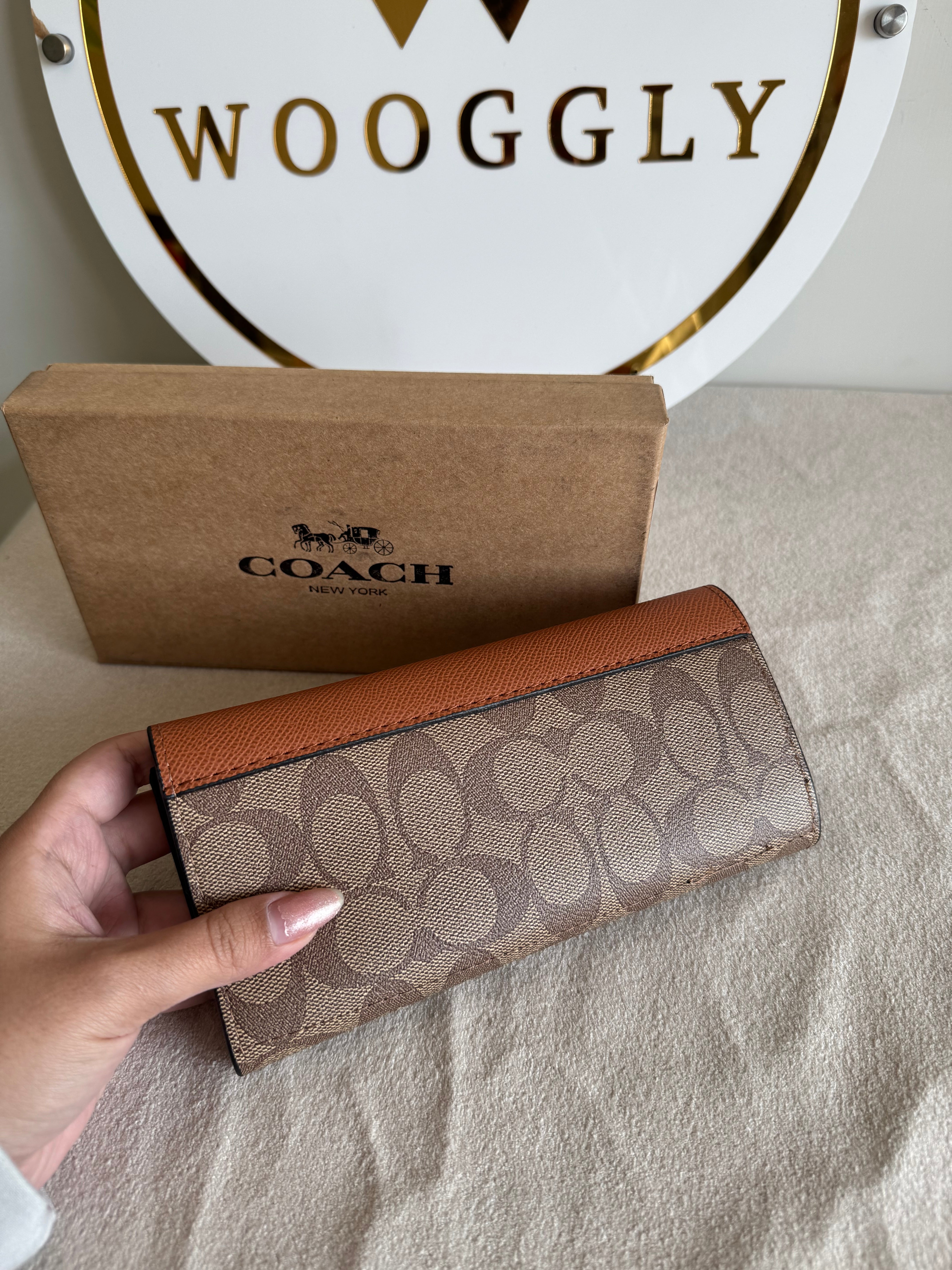 COACH Wallet with Card Holder Set Brown- Box Packing