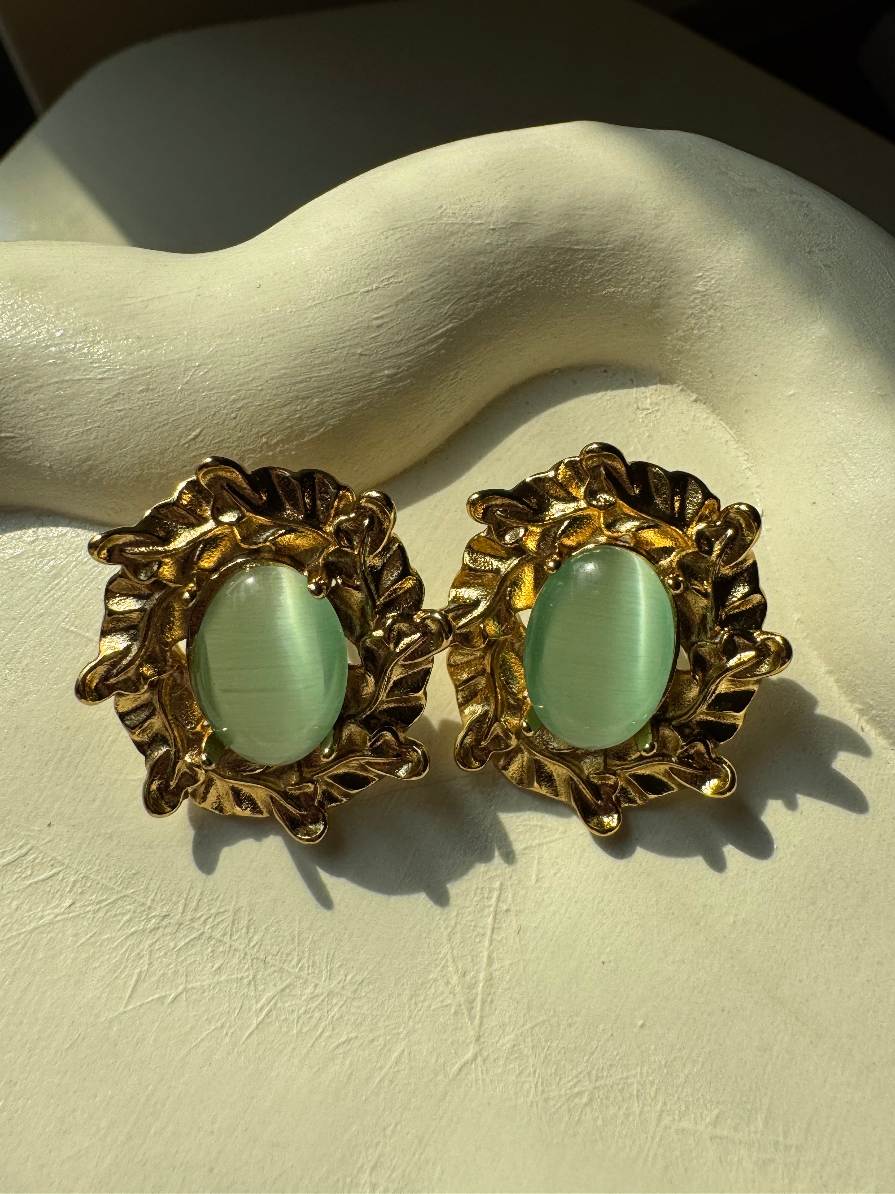 Seagreen Gold Studs