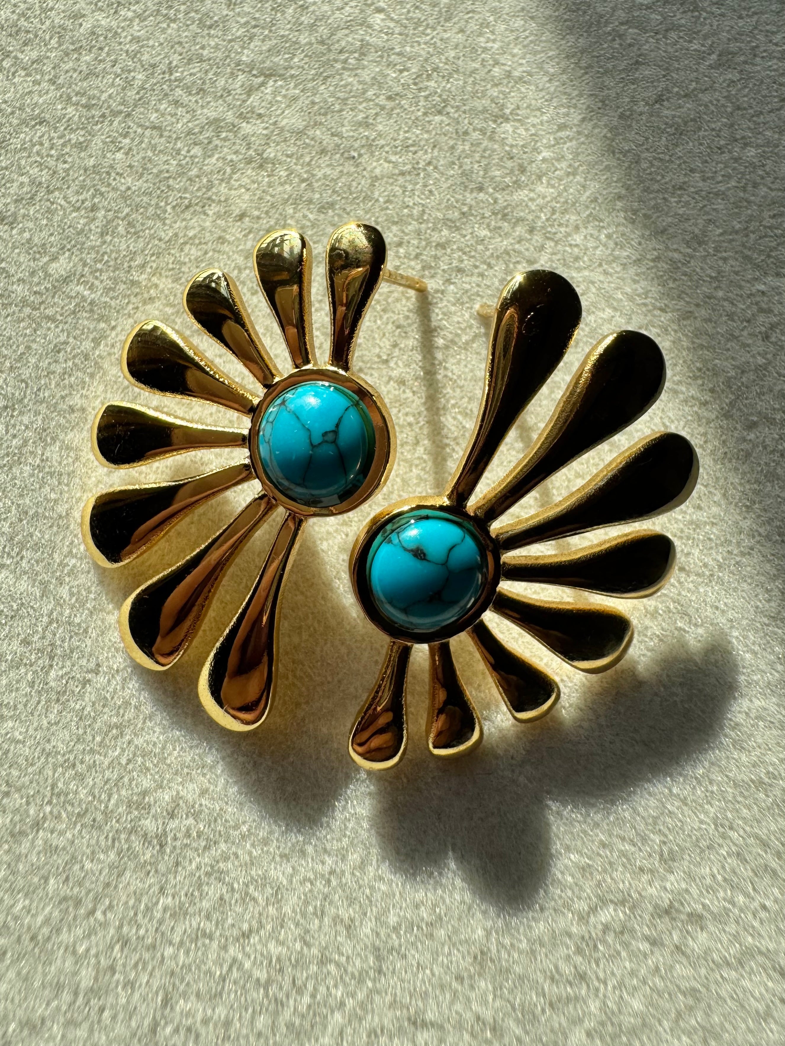 Turquoise Studs - 18K Gold Plated