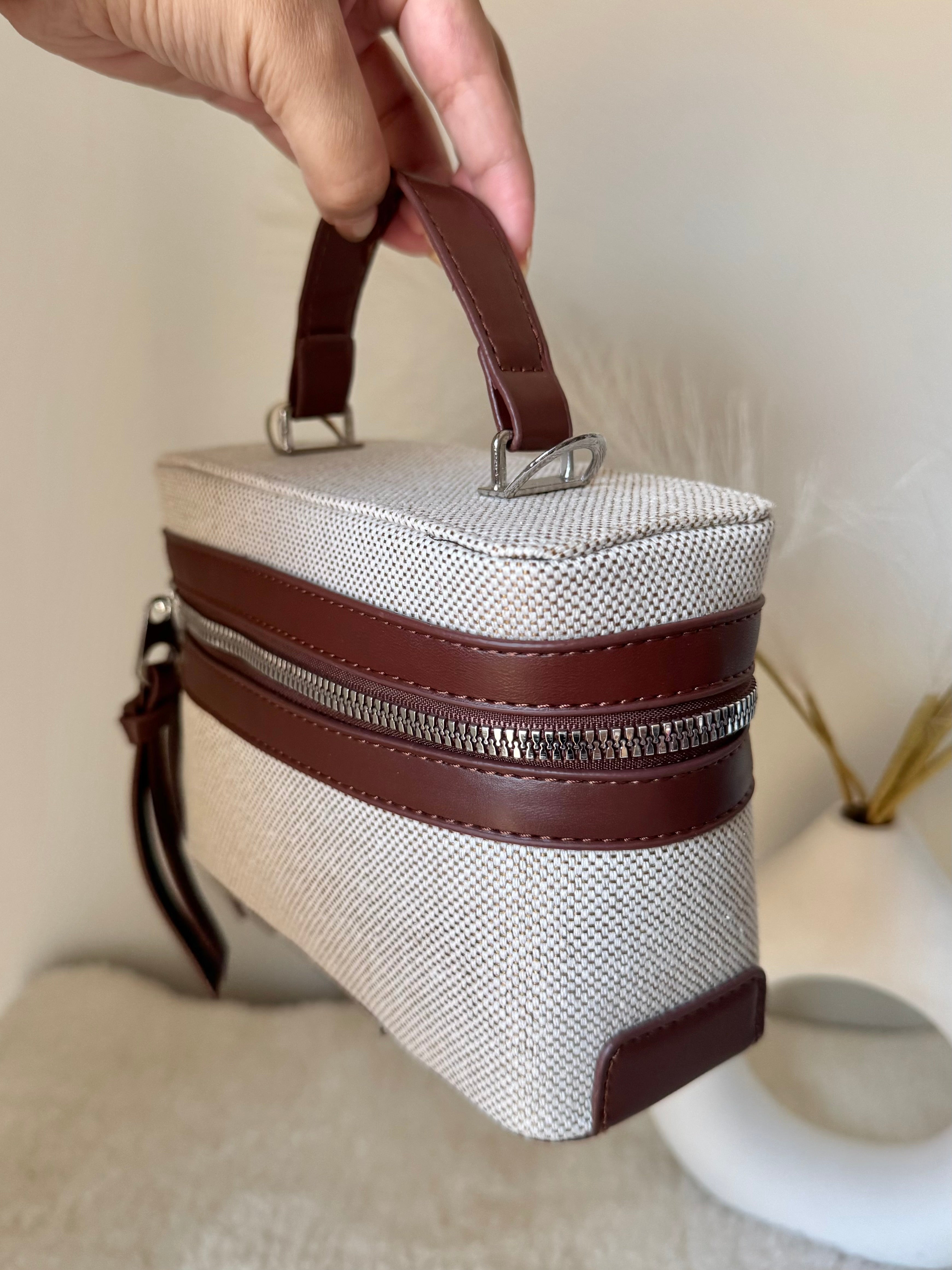 ZARA Inspired Box Bag - Chocolate Brown with Long Strap