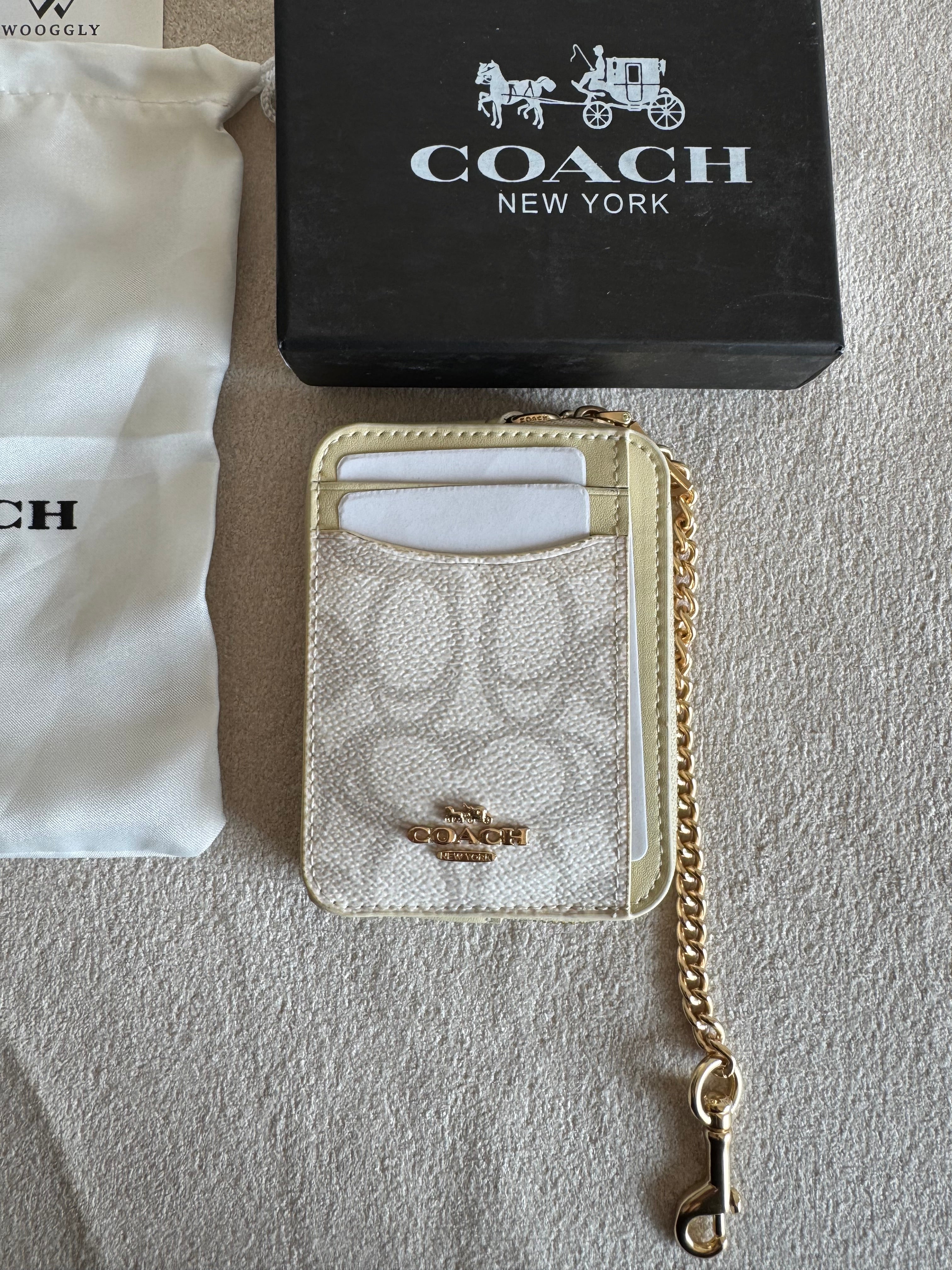 Coach Zip Card Case with Box Packing - White Beige