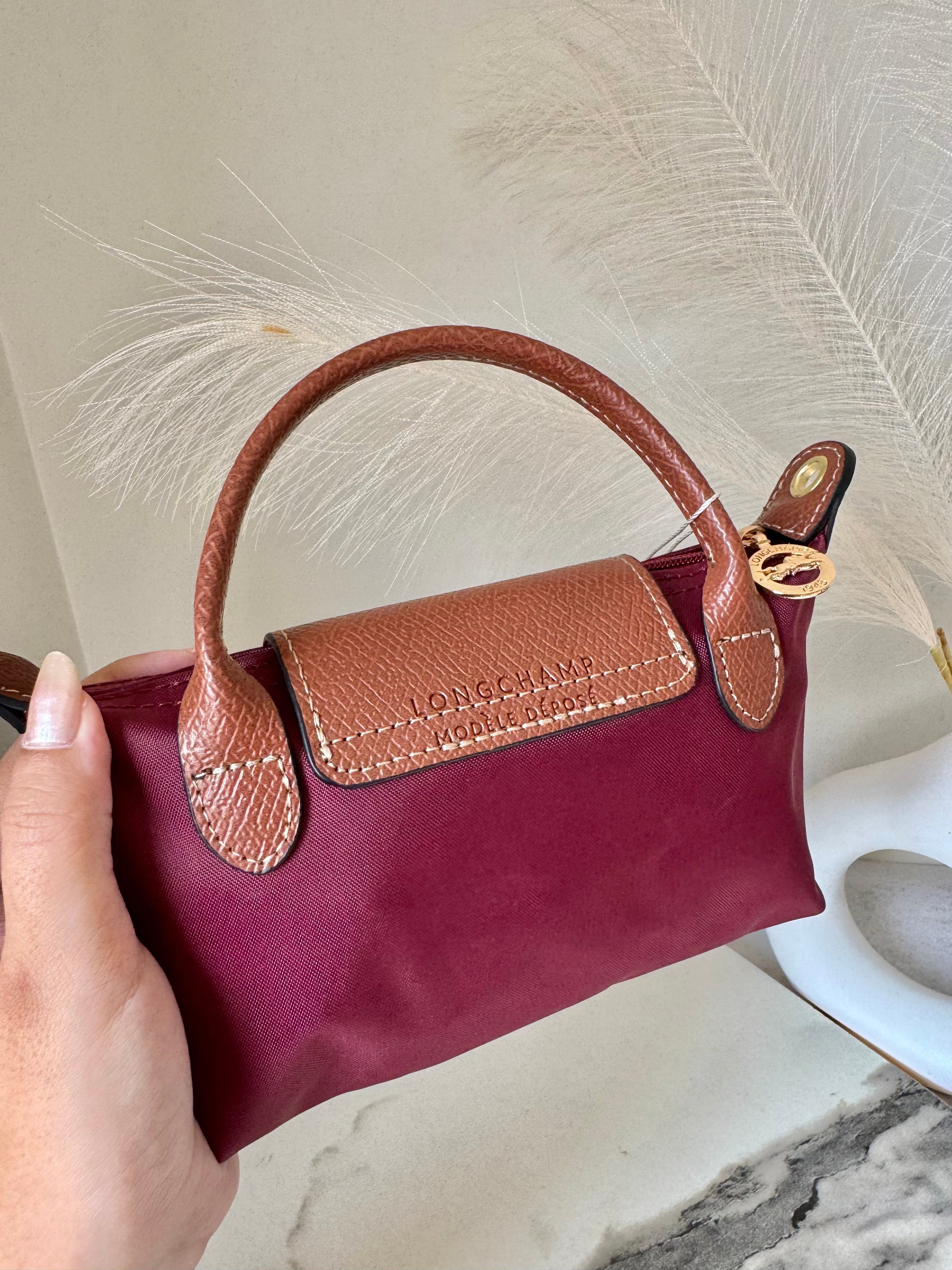 LongChamp Crossbody Bag with Strap - Wine Red (WITH BRAND LOGO)