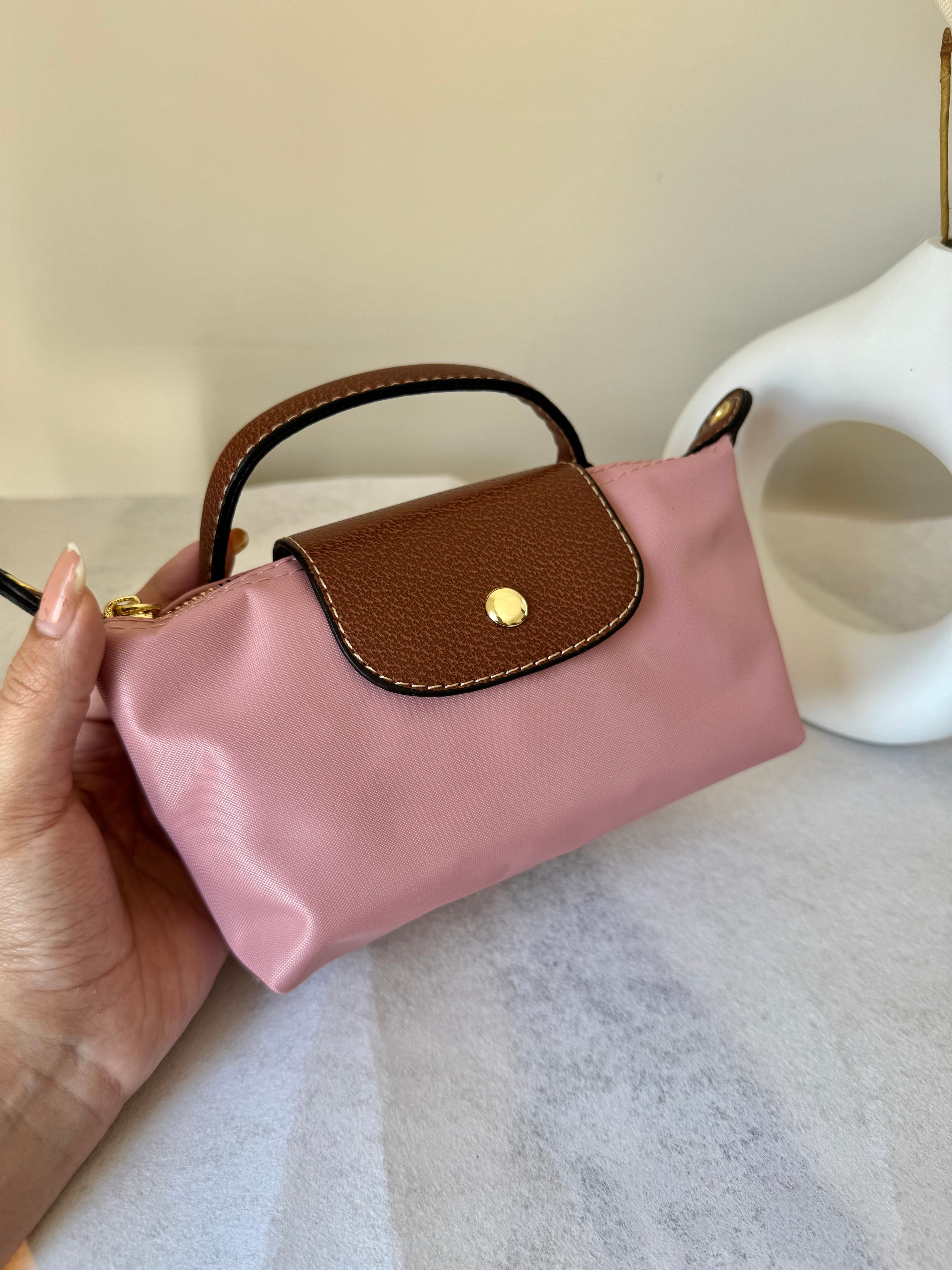 Longchamp Crossbody Bag with Strap - Small Marshmallow Pink (NO LOGO)