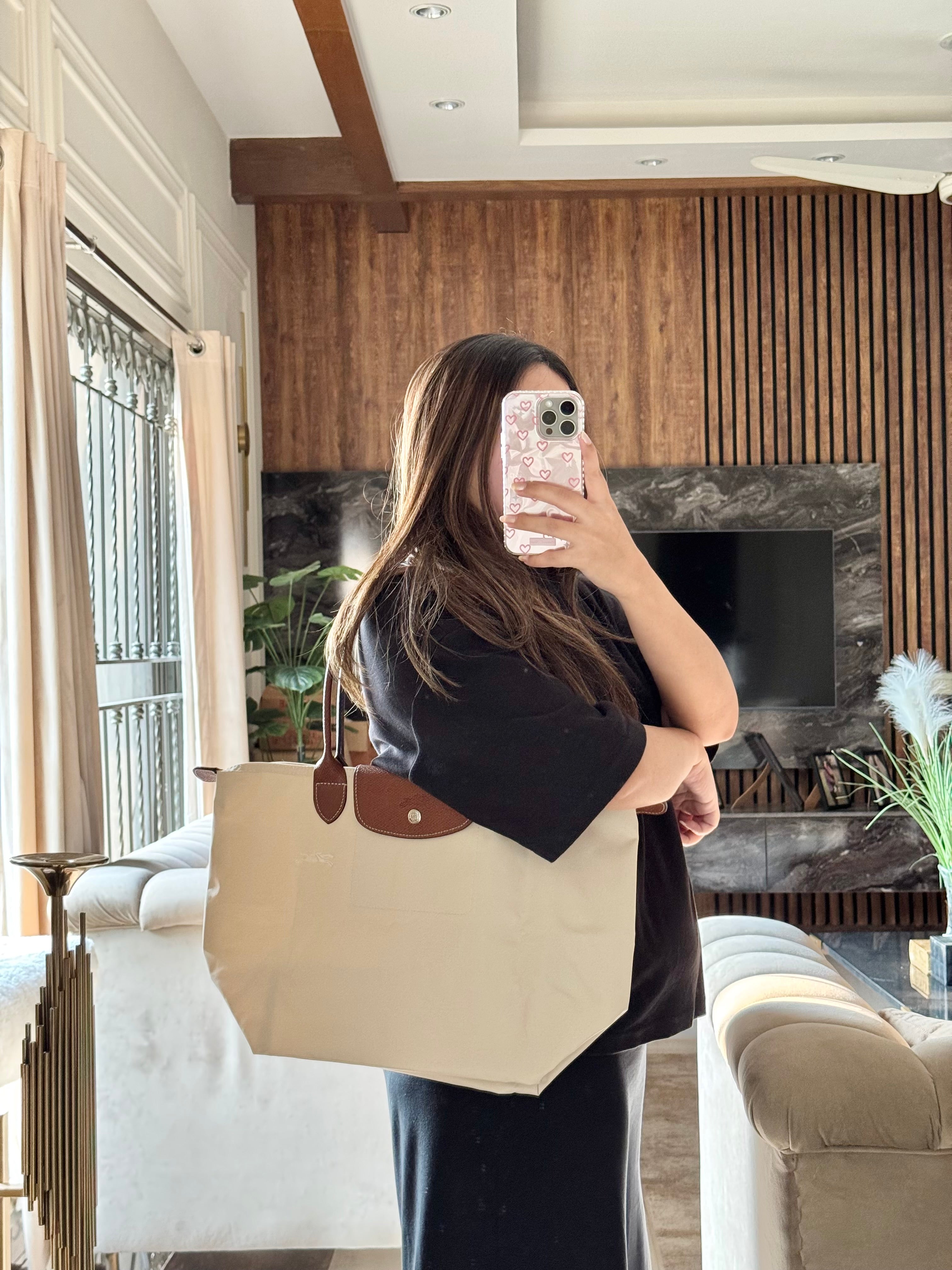 Longchamp Tote LARGE - Paper White (WITH BRAND LOGO)
